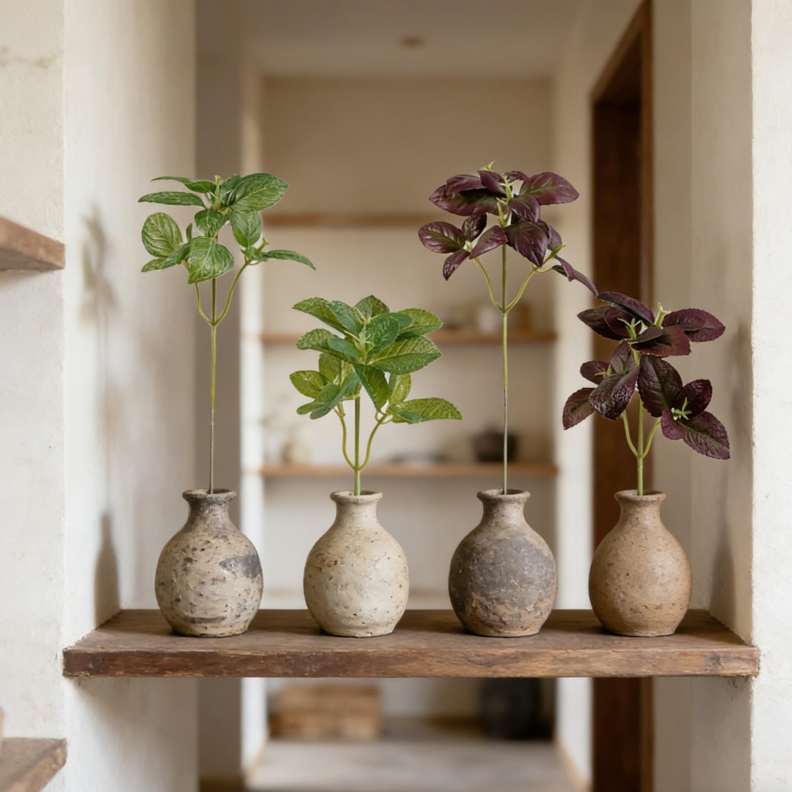 4Pcs Faux Greenery Plant Leaves Artificial Indoor Home Decoration for Coffee …