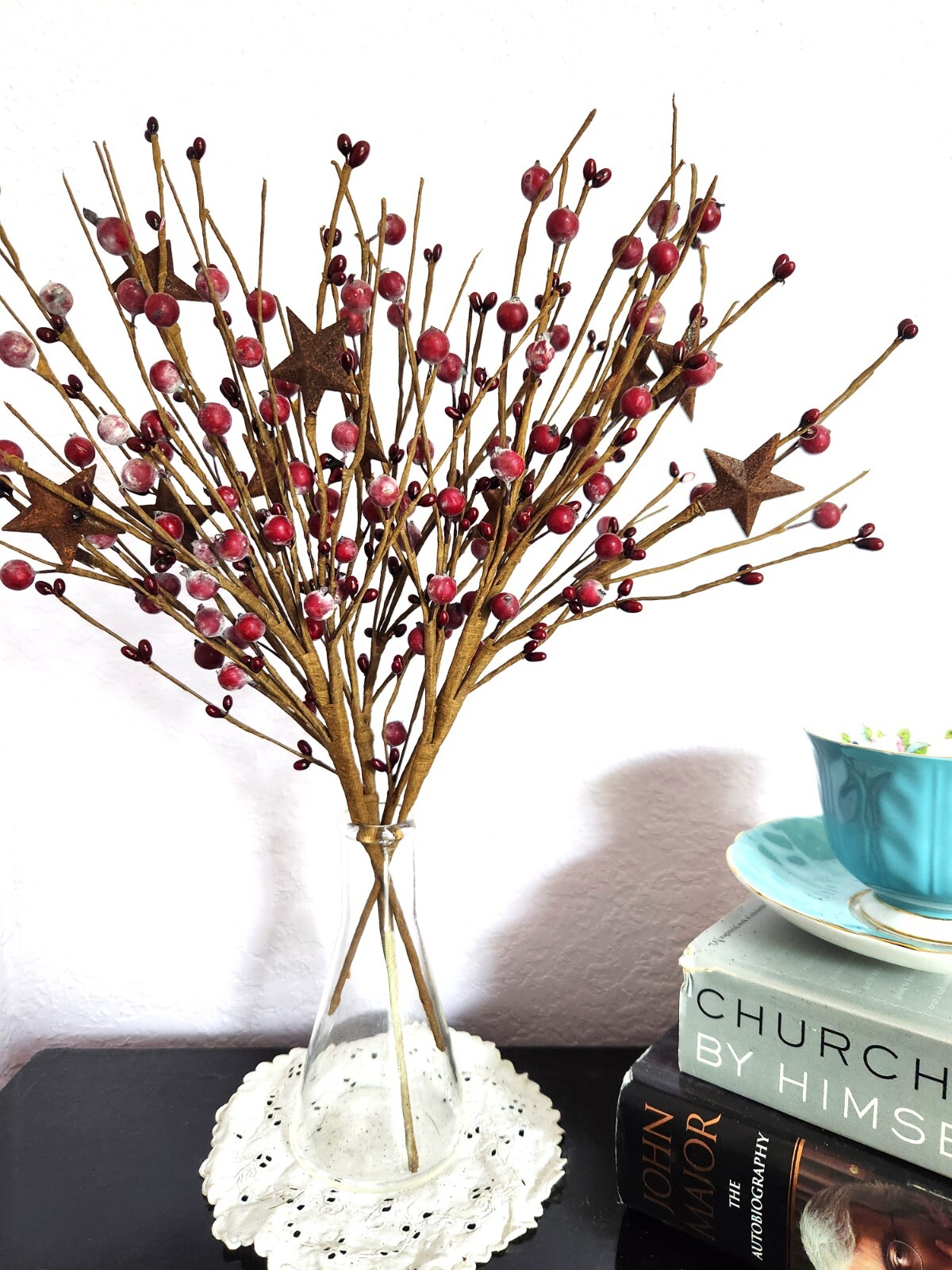 Burgundy or Red Color Berry Picks Artificial Berries Spray Home Decor N603