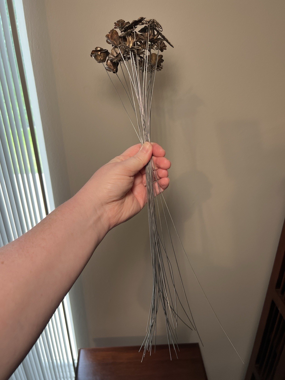 VTG Antique Metal Filigree Openwork Flowers Bouquet Stems Millinery Bridal Craft