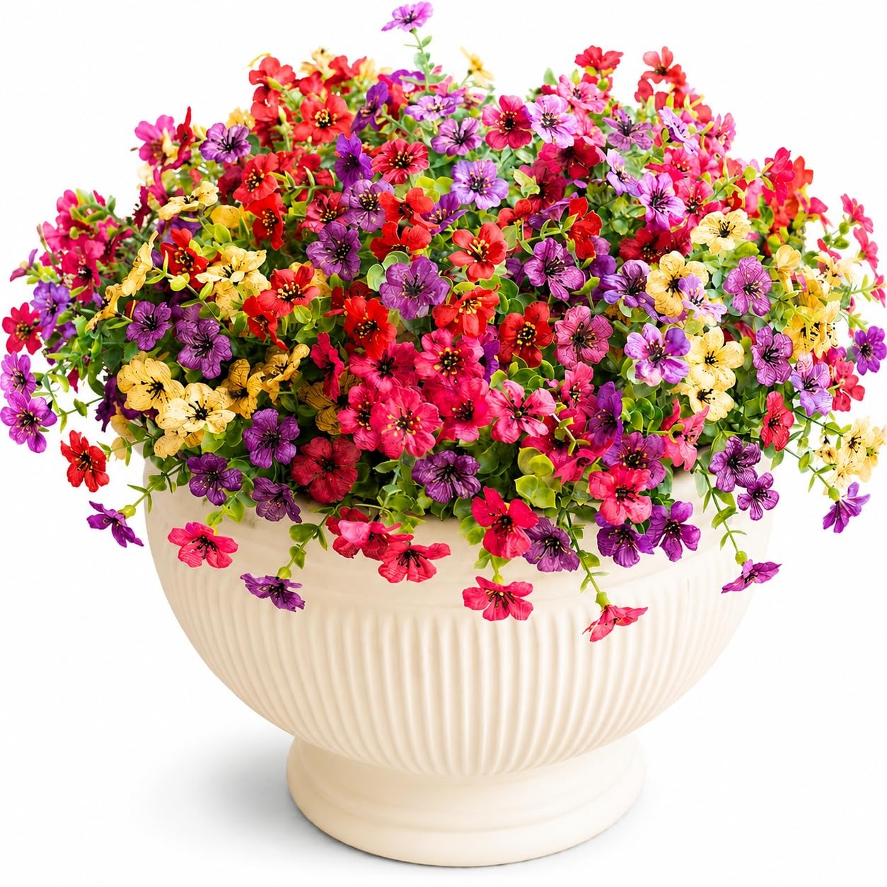 Artificial Flowers Outdoor Indoor Decor, 12 Bundles Faux Daisy Flowers with E…