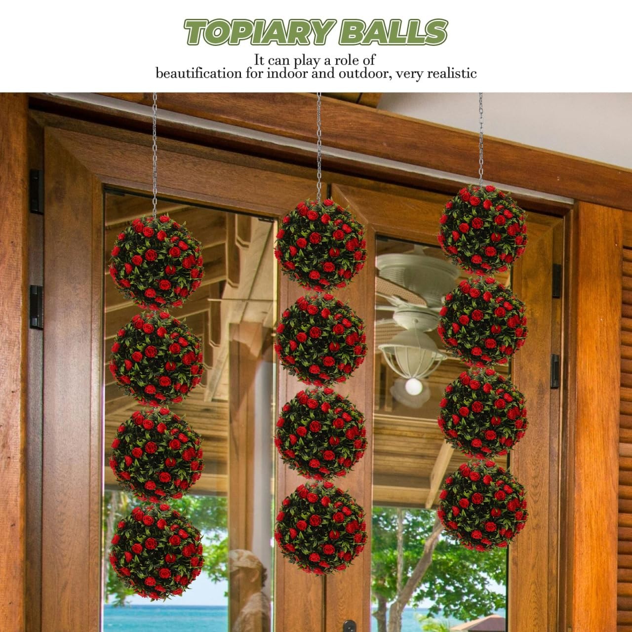 Artificial Topiary 8.66In Decorative Round Greenery Sphere for Wedding Home P…