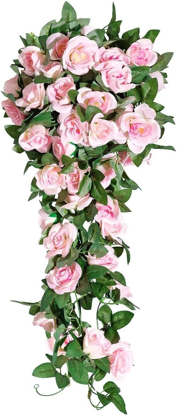 Fake Rose Vine Garland – 16ft total (2Pack) for Craft, Art, Decor