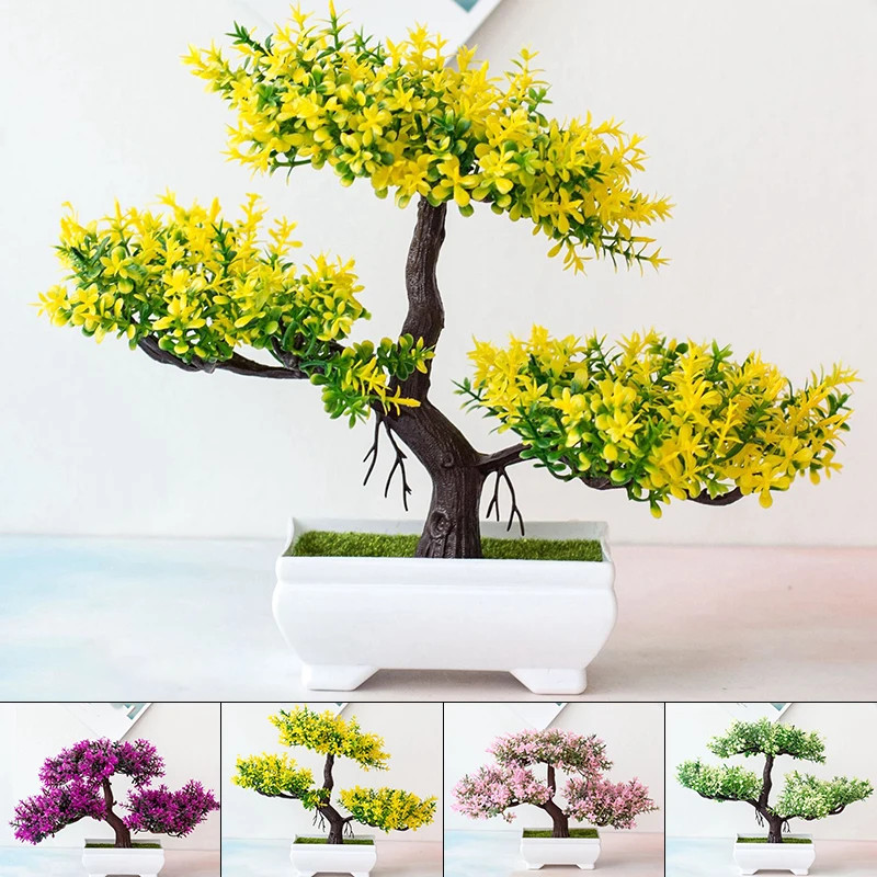 Artificial Bonsai Tree Potted Plant Fake Flowers Home Table Garden Decoration