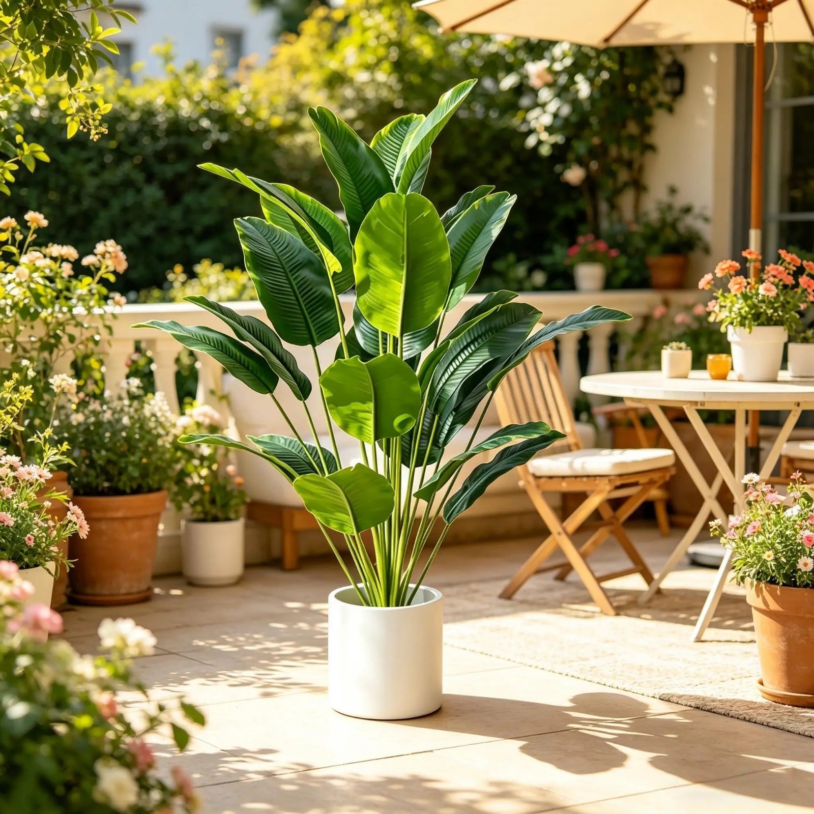 1pc Artificial Plants Large Tropical Palm Tree Fake Banana Plants Leaves Real