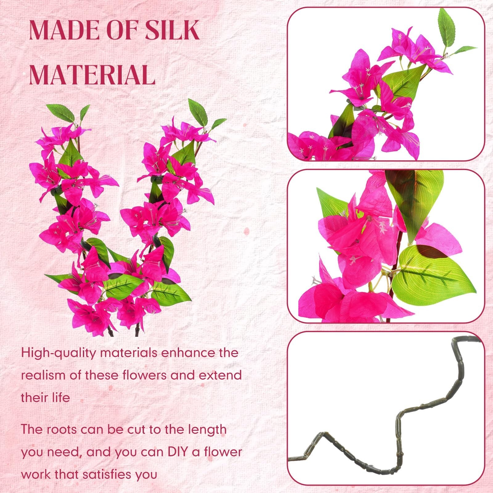 30 Pcs Artificial Bougainvillea Silk Bougainvillea Branches Artificial Bougai…