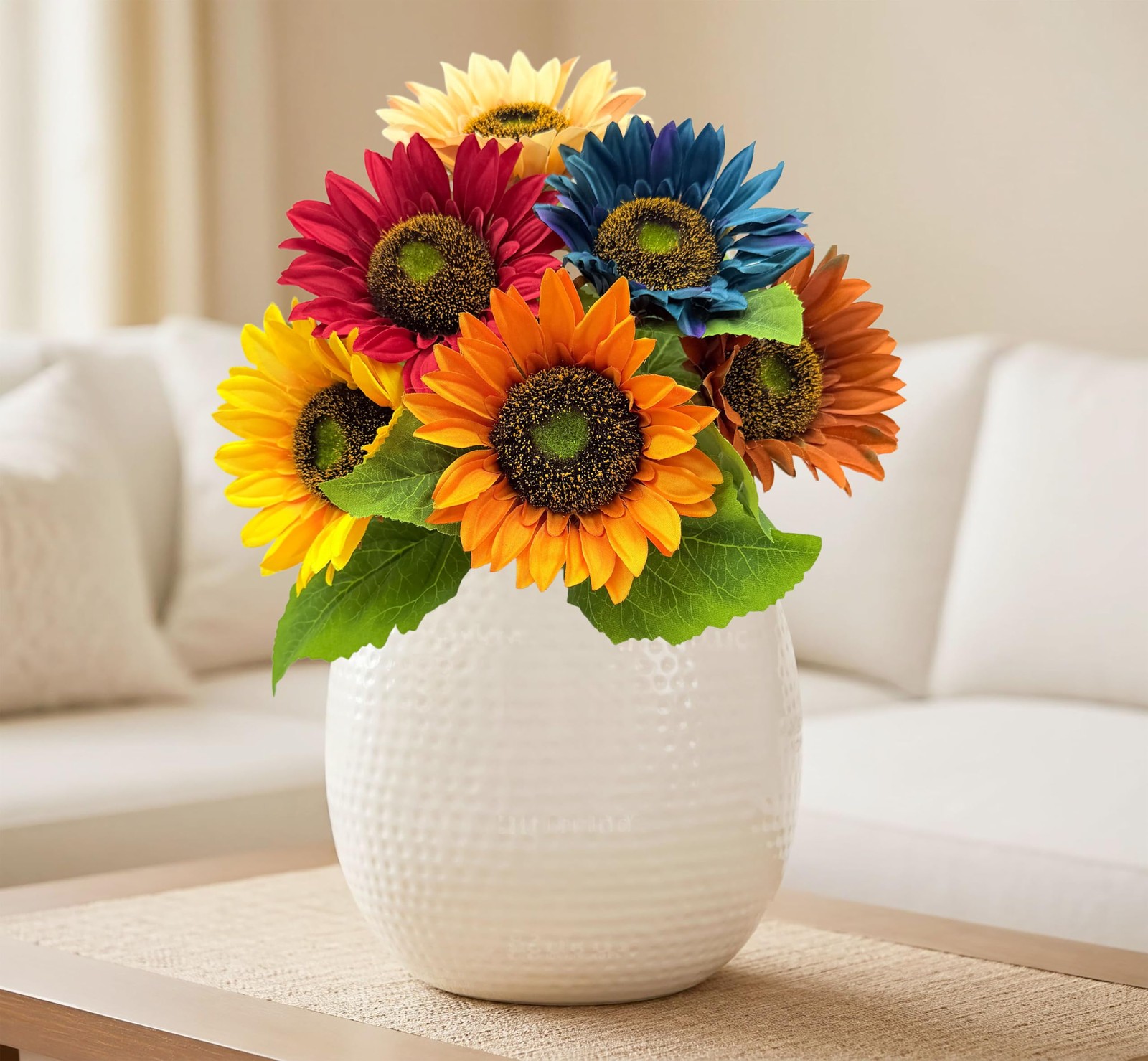 Artificial Sunflowers Fake Sunflowers Bouquet Vintage Fake Silk Sunflowers La…