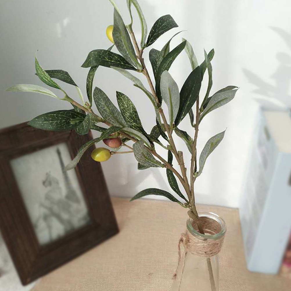 3 Pcs Artificial Olive Branches Faux Greenery Plastic Plant Accessory for Home