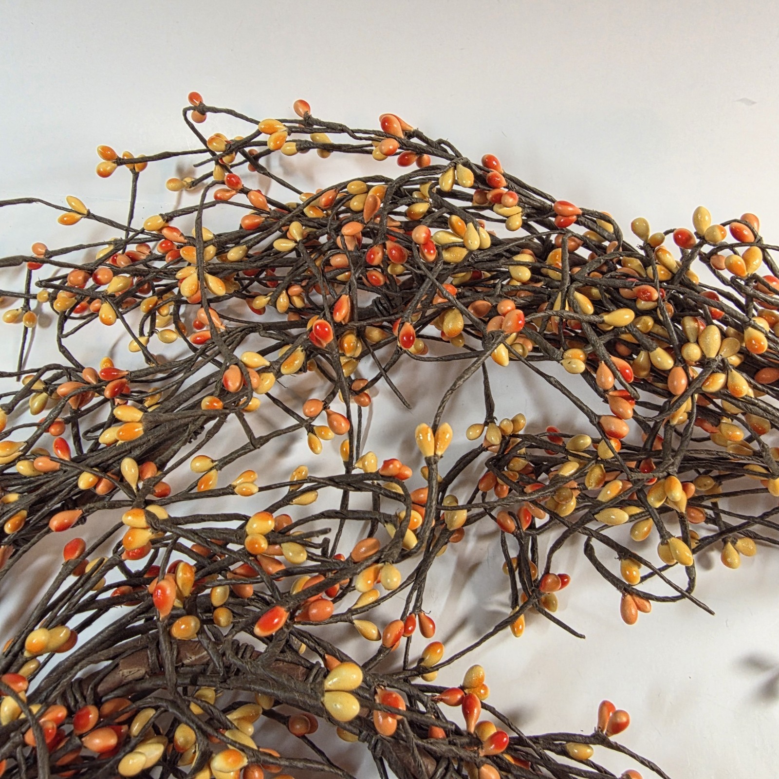Pip Berry Garland in Pumpkin Spice Yellow Orange Brown, Tip To Tip 52″ Long Each