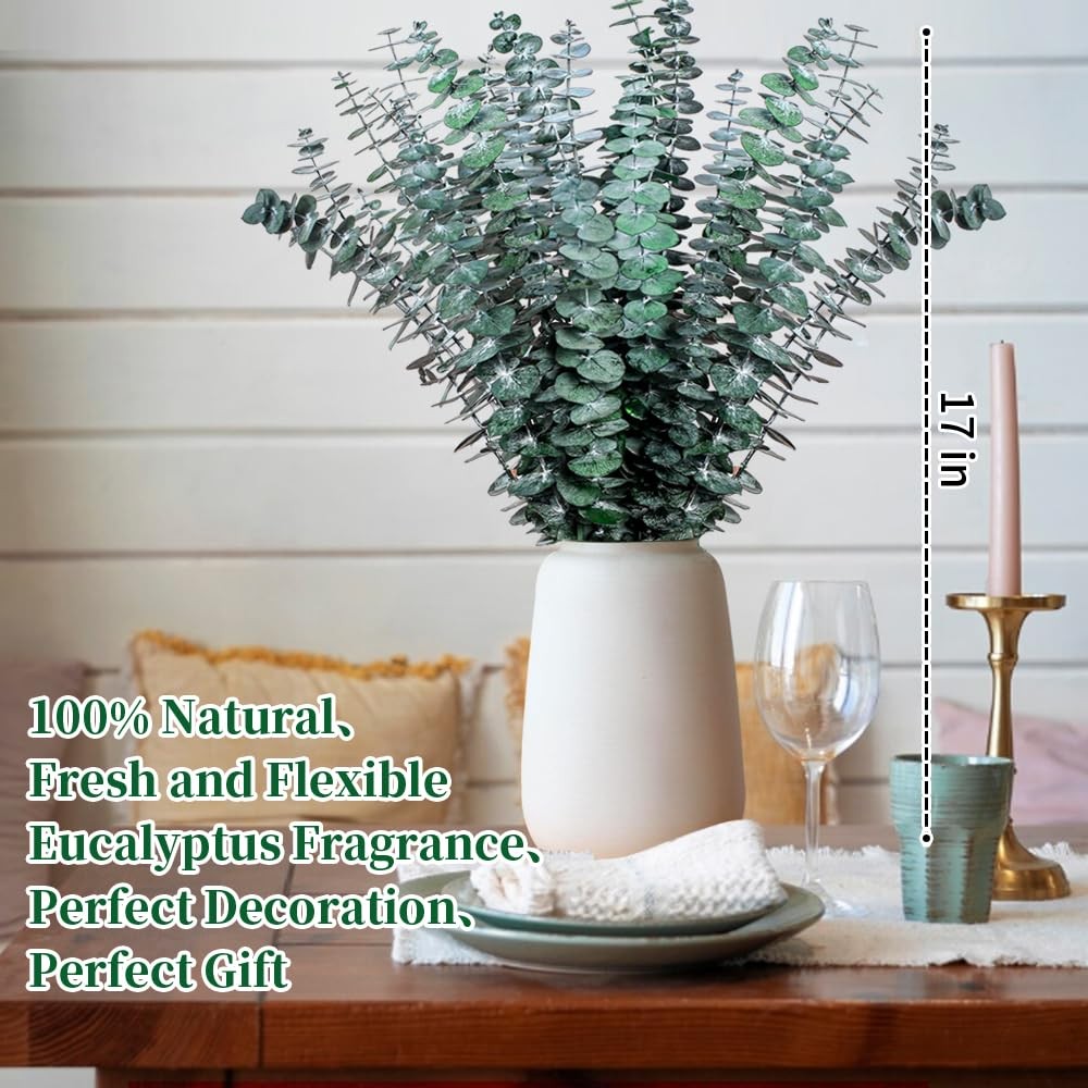 21 Pcs Real Dried Eucalyptus Stems, 17″ Natural Fresh Eucalyptus Branches | Show