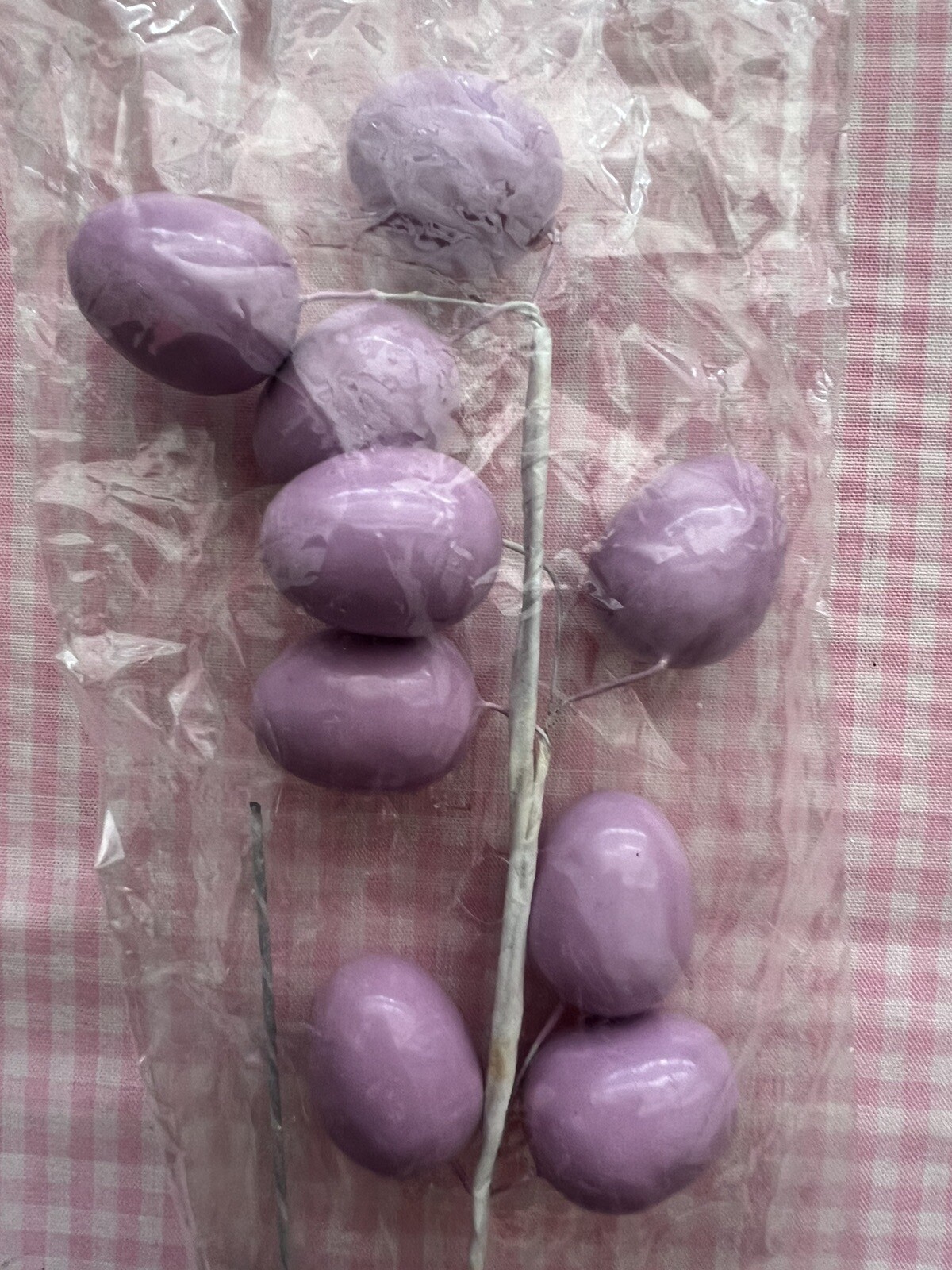 4 Easter Egg Spray Picks Pastel Colors Blue White Pink Purple Foam & Painted NEW