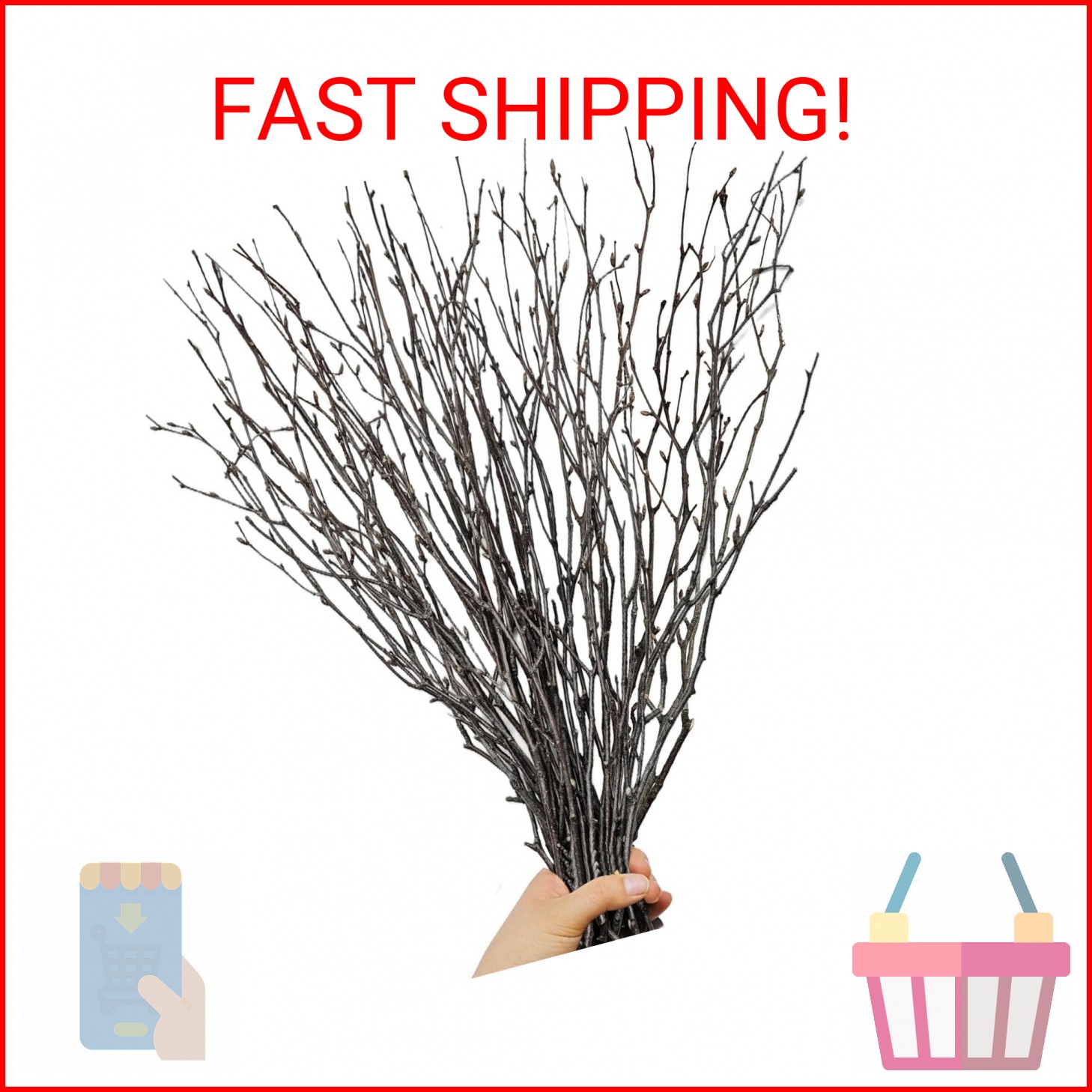 30Pcs Real Dried Birch Twigs – 16” Decorative 100% Natural Birch Branches for Ea