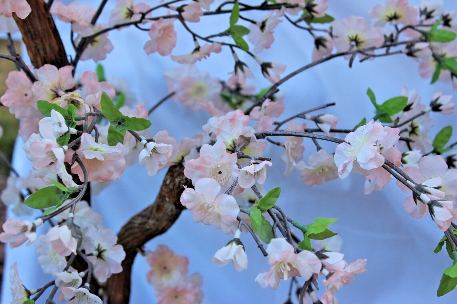 15” Cherry Blossom Bonsai Styled Artificial Tree w/Decor Planter. Retail $98