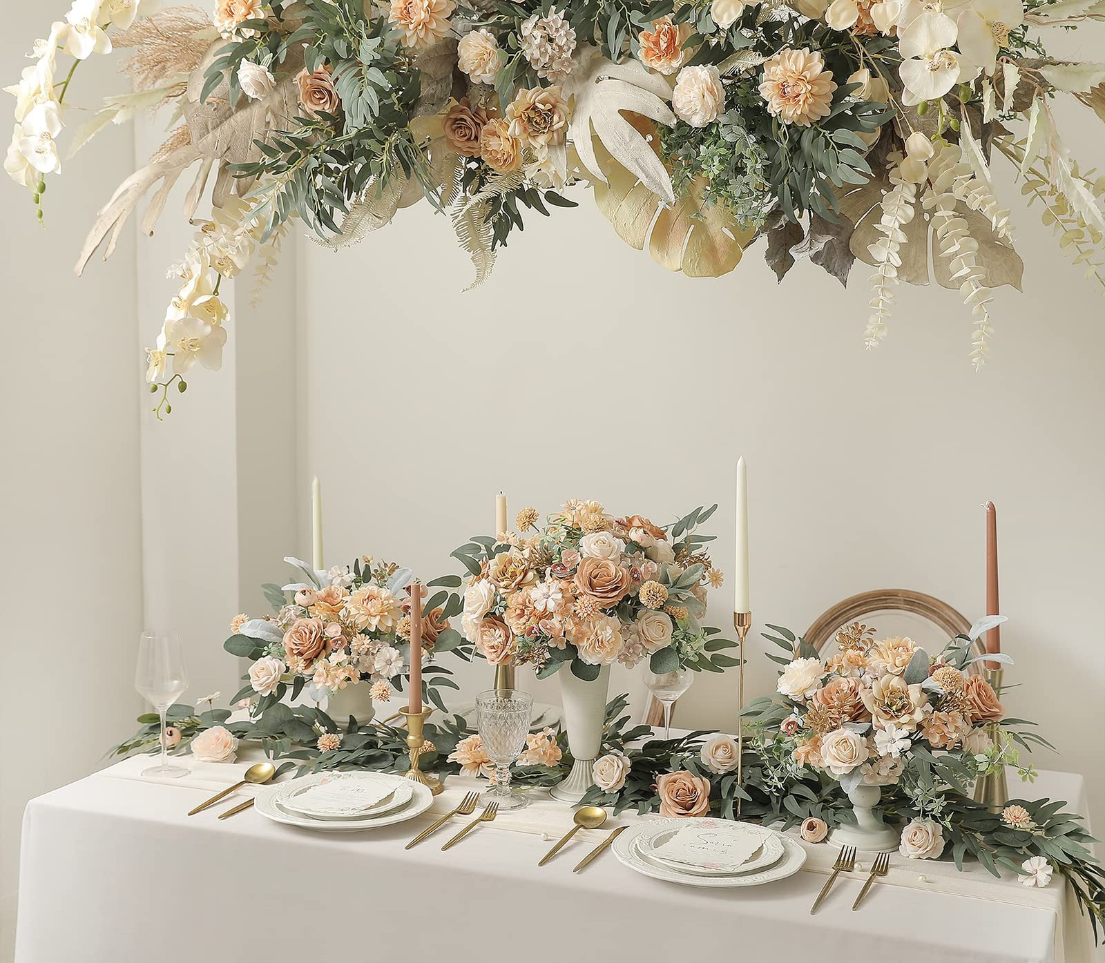 Artificial Flowers Combo Box Set Faux Flowers Bulk Flower Leaf with Stems for…
