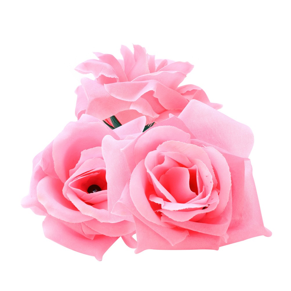 20Pcs Reusable Pink Silk Artificial Rose Heads Wedding Decoration Set