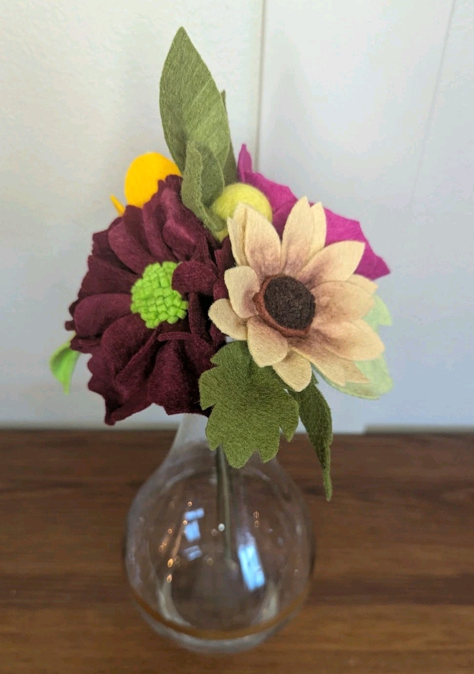 Beautiful Hand Cut Wool Blend Felt Flower Bouquet Gift Wrapped/Great Gift Idea!