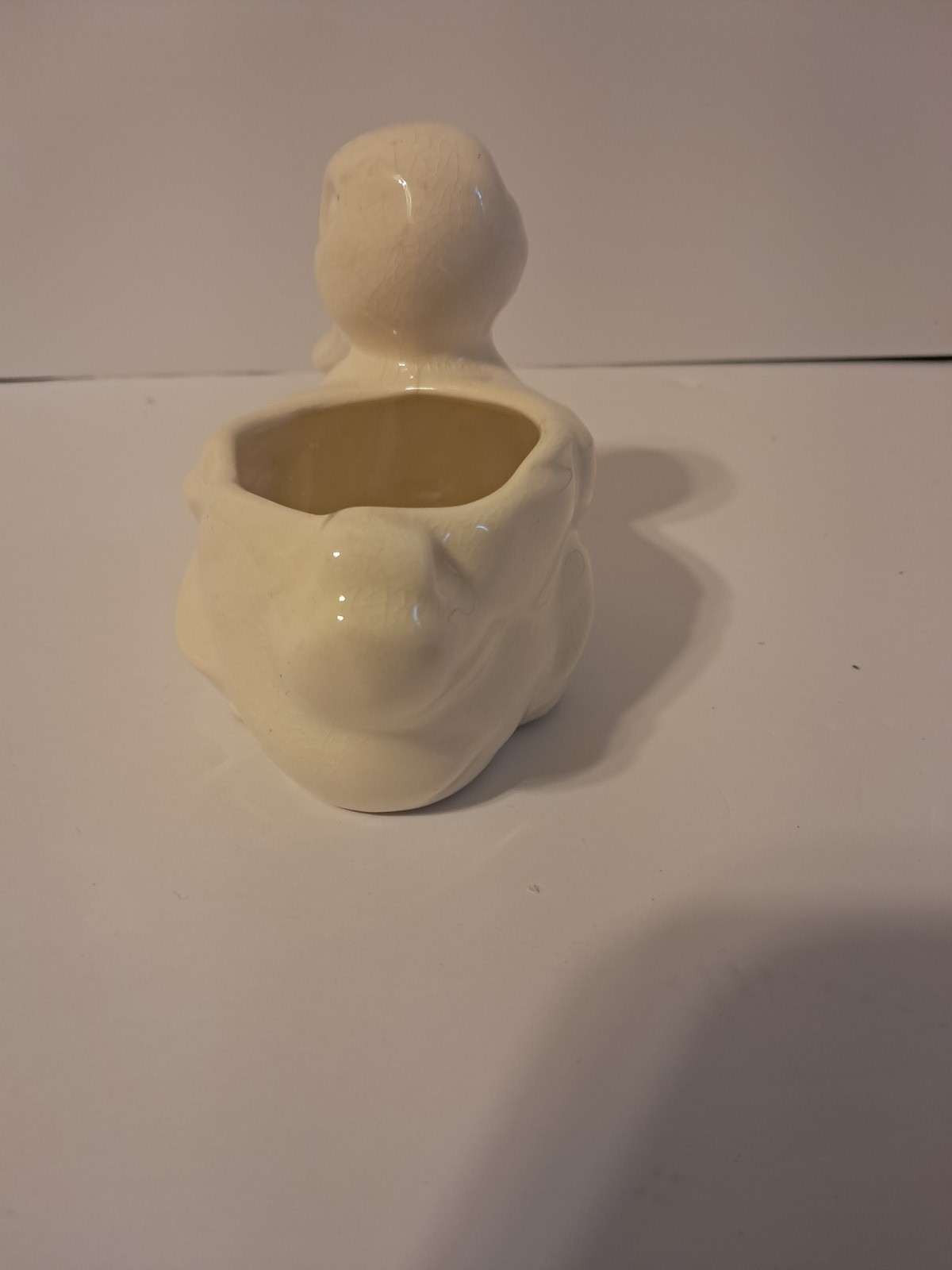 Vintage Style Ceramic Duck Planter Cream Off-White Figural Home Decor