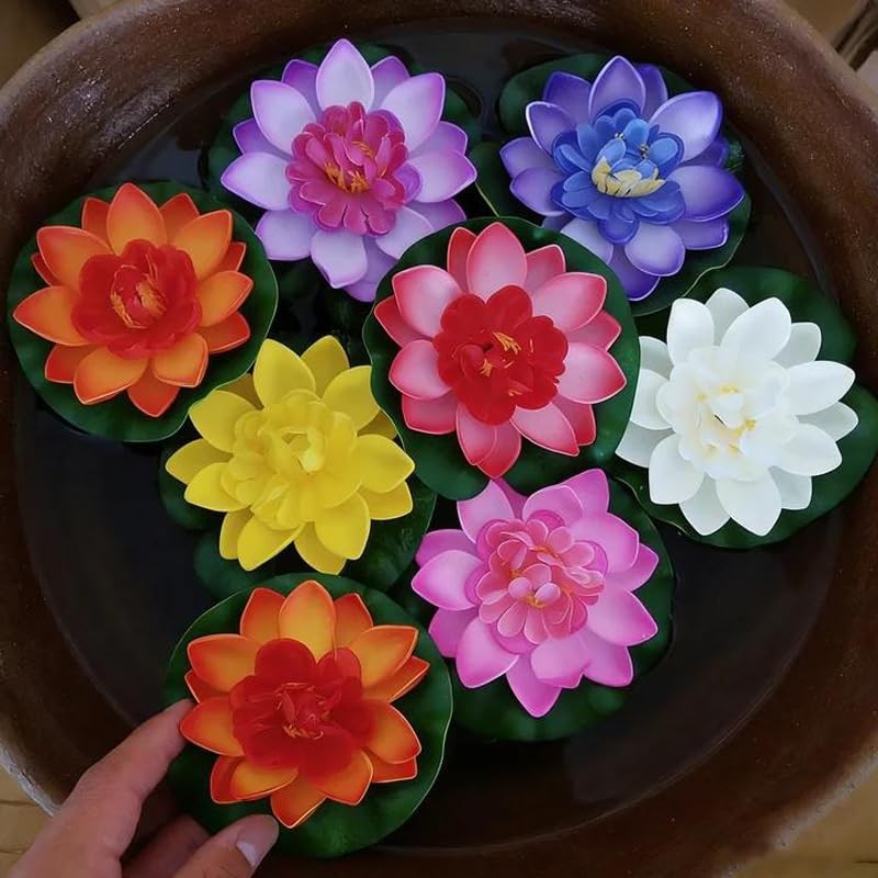 6 Pcs Artificial Water Lily Foam Lotus Flower Pond Decor for Pond Patio Garde…