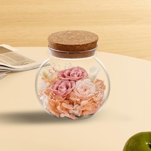 NATROSES Flowers in a Glass – Handmade Preserved Flowers Wish Bottle Dusty Pink