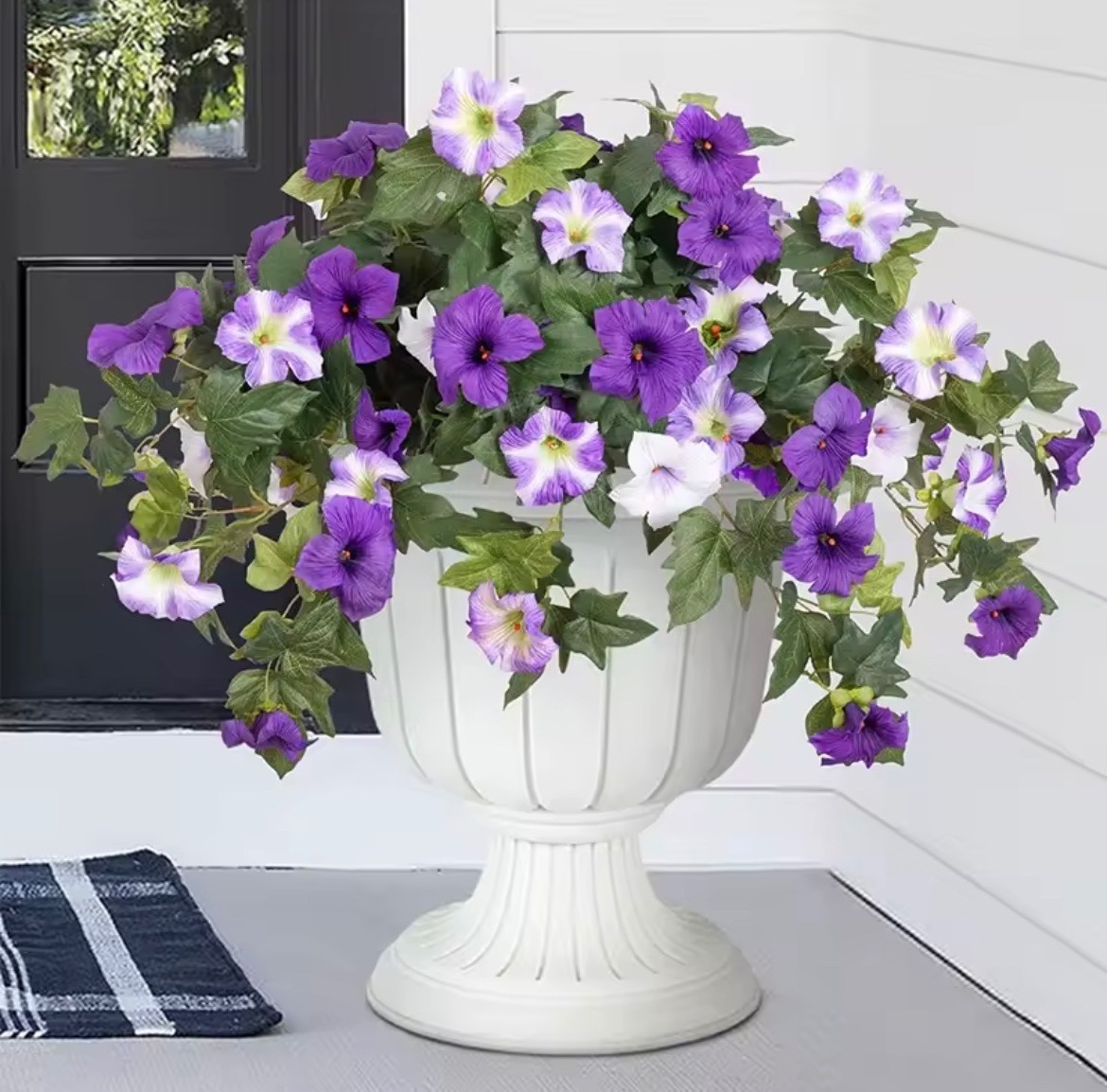 Artificial Purple Petunia Flowers Outdoor UV Resistant Hanging Garden Decor