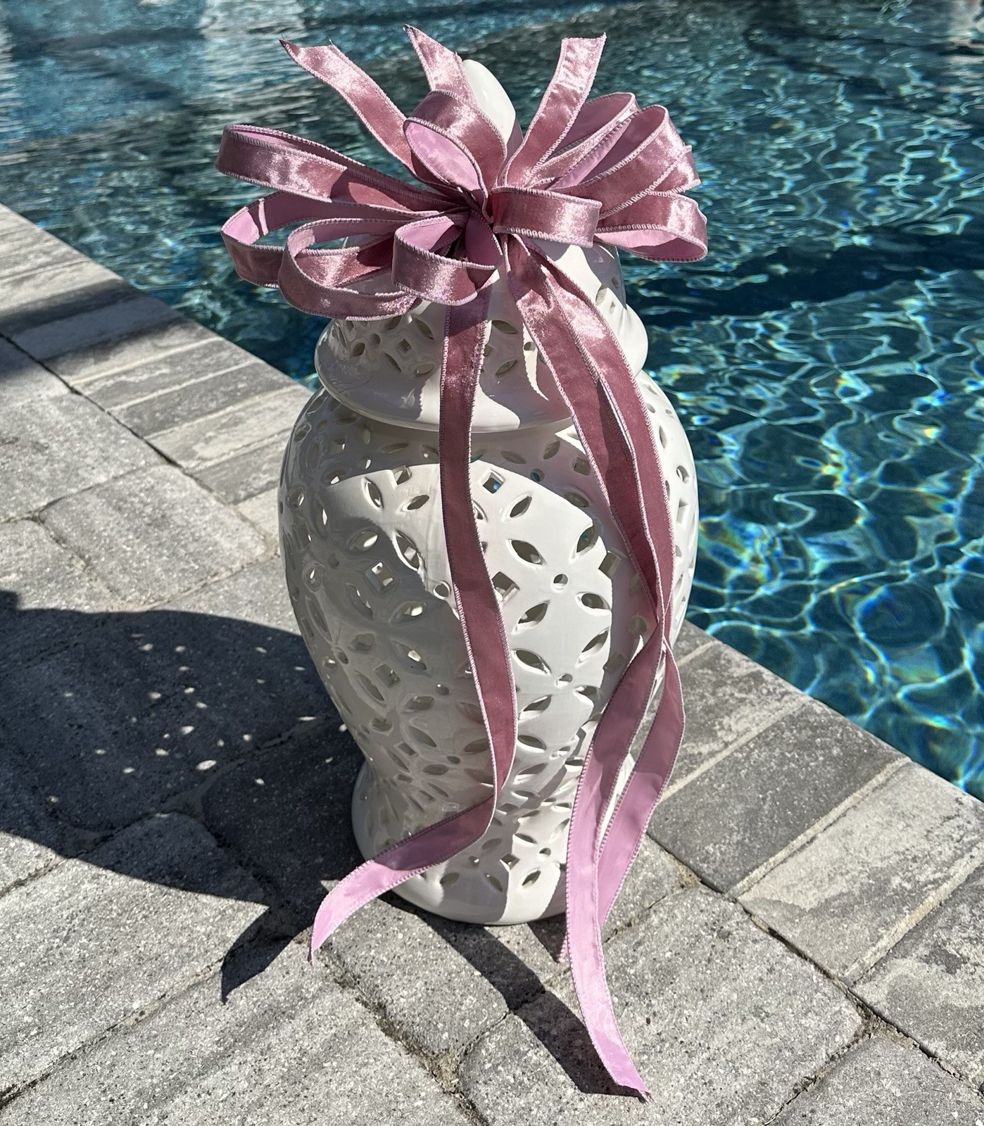Elegant Rose Pink Multi-Loop Velvet Ribbon Bow, Pre-Made Southern Classic Decor