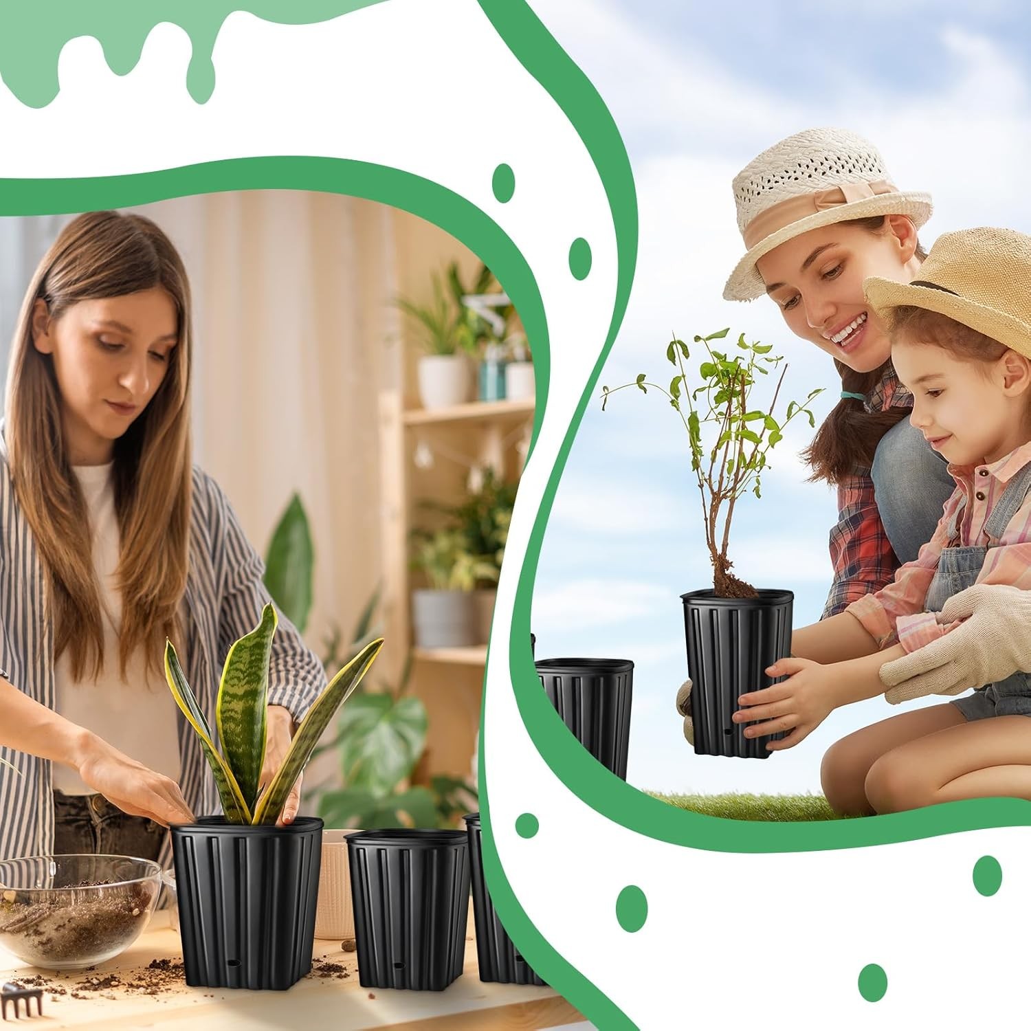 100 Pcs Tall Tree Pots, Plastic Deep Plant Nursery Pots, Tall Seedling Flower Pl