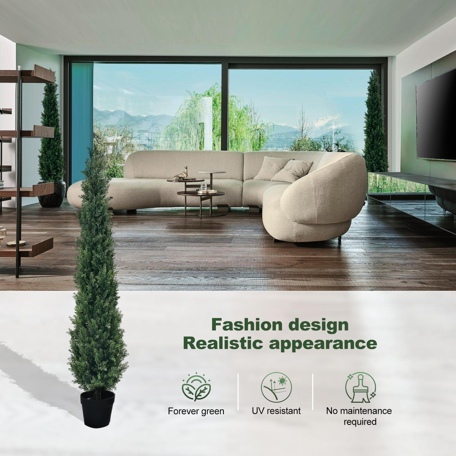 2PCS 3/4/5/6FT Cedar Pine Artificial Topiary Tree UV Indoor Outdoor Home Decor