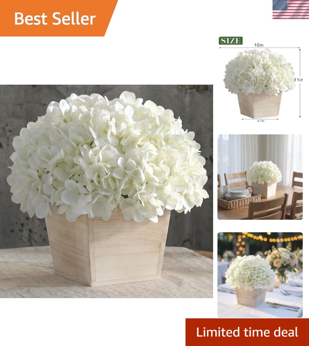 10″ Artificial Hydrangea Arrangement in Planter for Table Centerpiece, Lifeli…