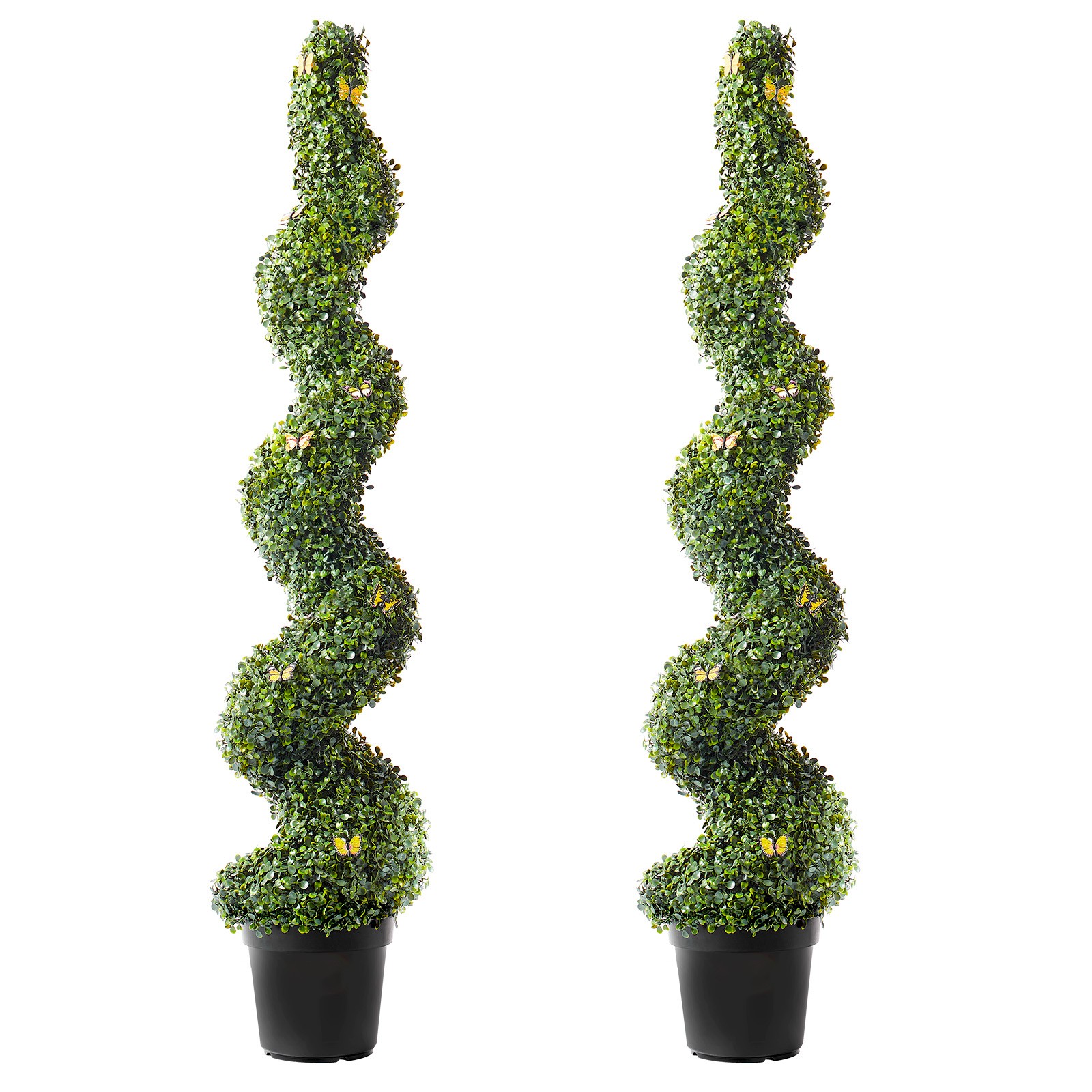Uimoso 2 Pack 5′ Artificial Boxwood Topiary Tree Faux Plant UV Decor In/Outdoor