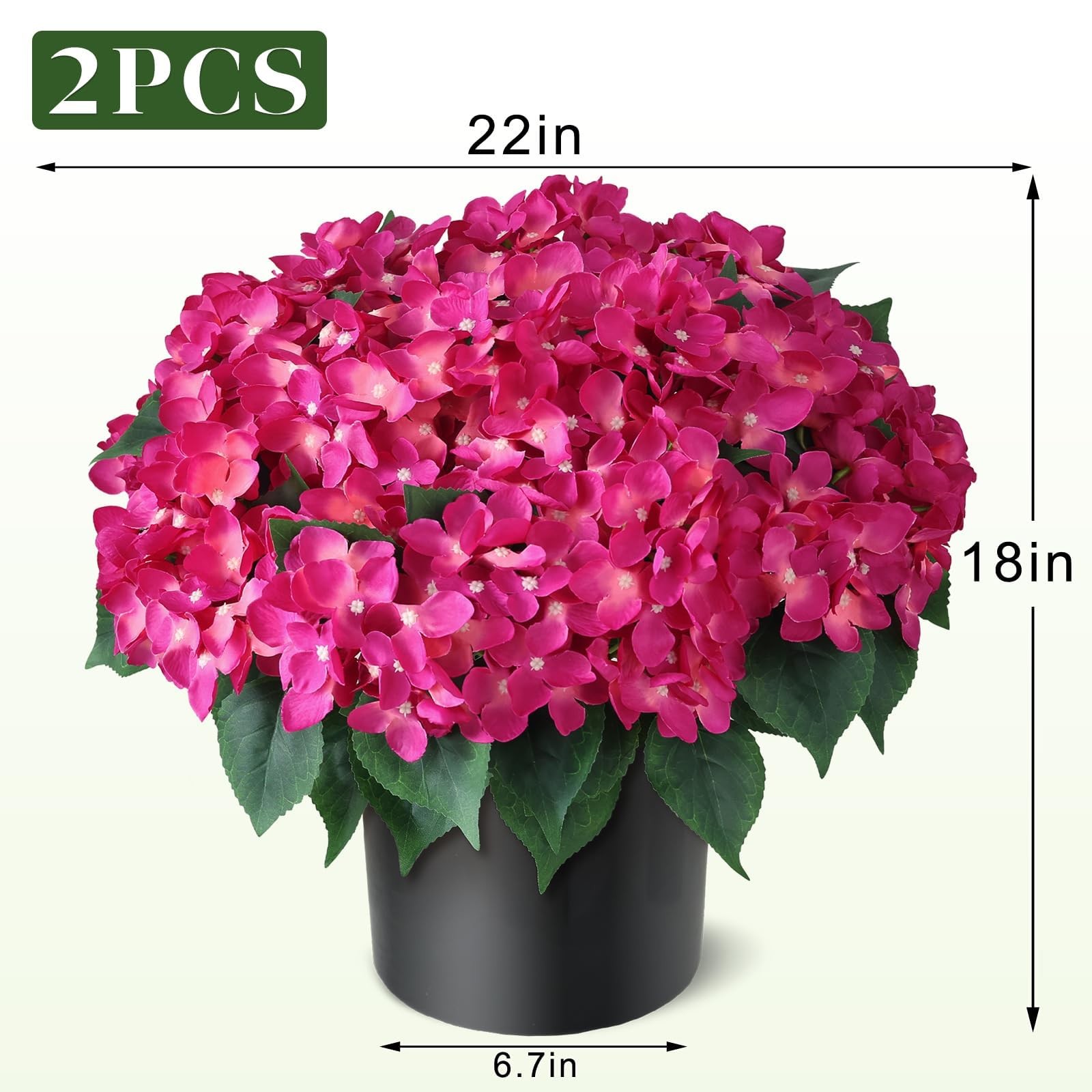 Artificial Hydrangea Flower Topiary Trees – 2 Sets Faux Silk Flower Potted Pl