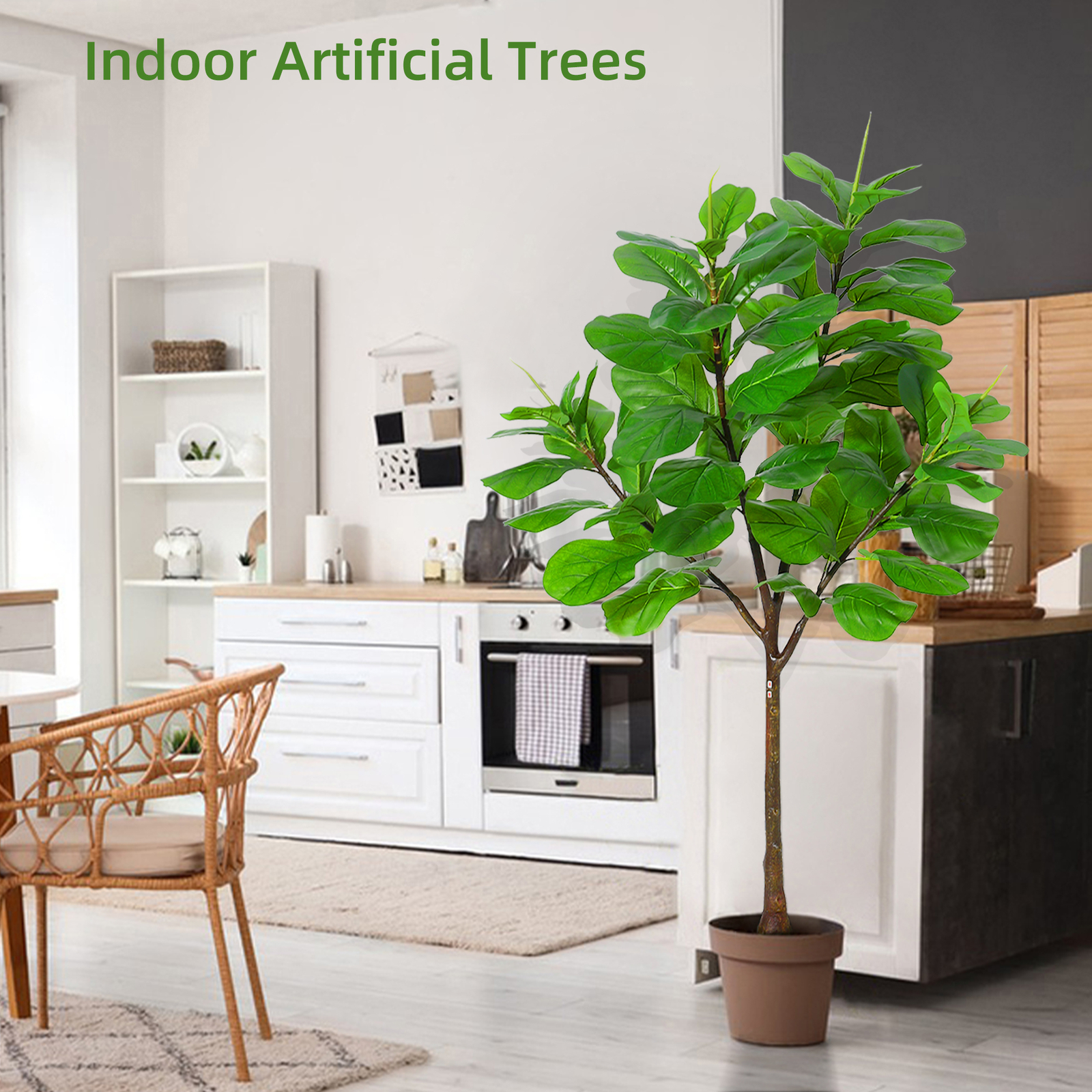 70″ Artificial Fiddle Leaf Fig Tree Fake Fig Silk Tree in Pot for Living Room