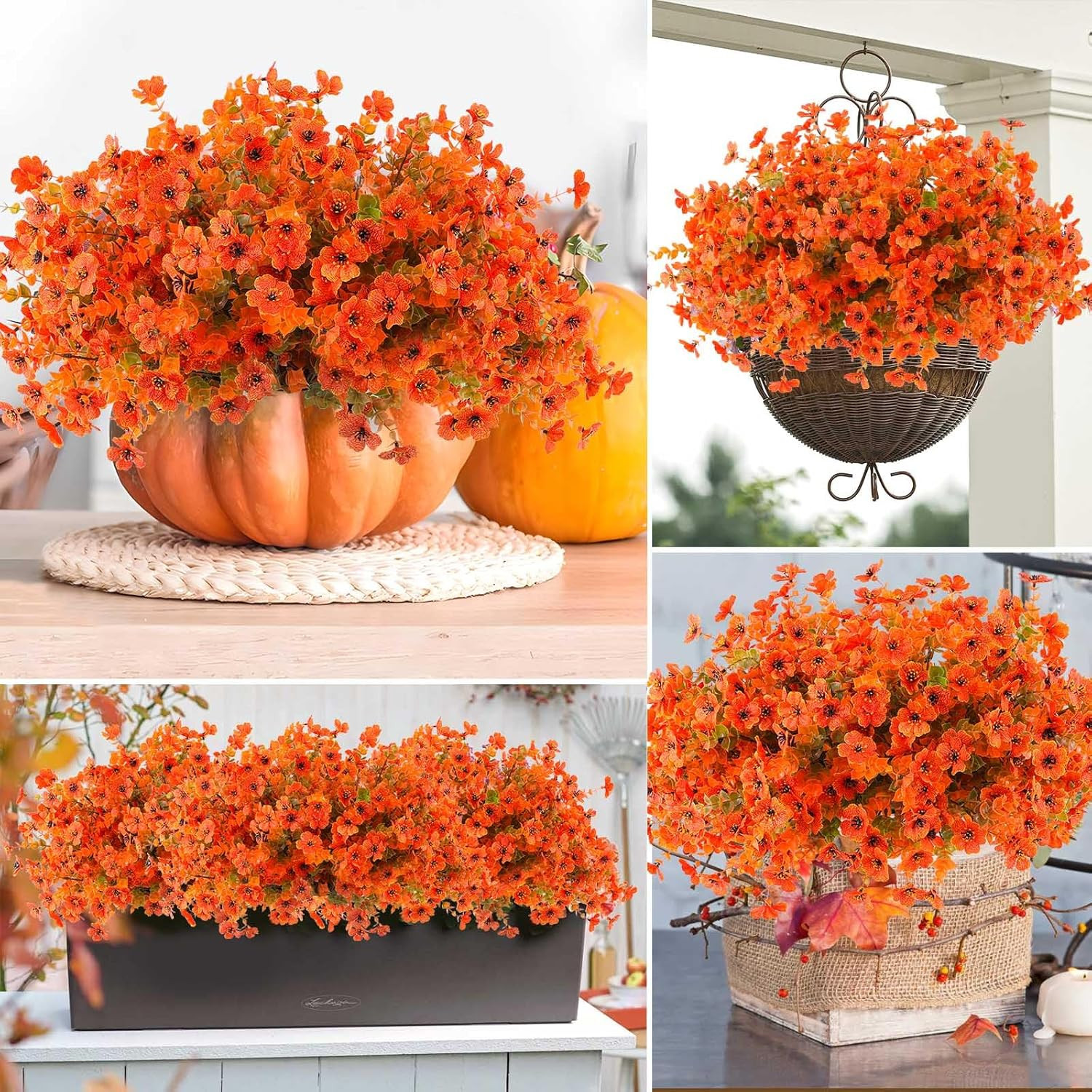 36 Pcs Artificial Mums Flowers Outdoor Plastic Fall Flowers Fake Mums Autumn Gre