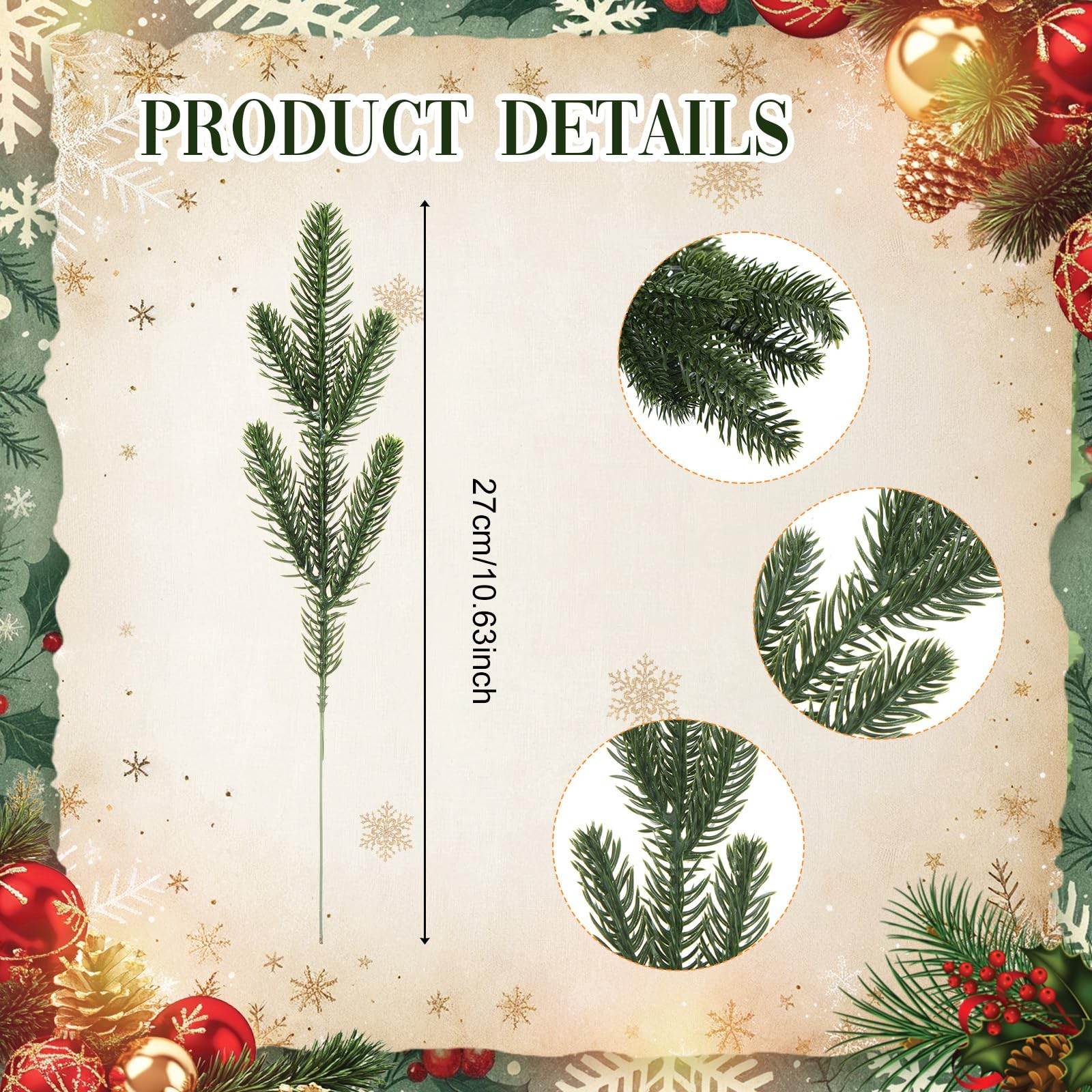 48 Pack Artificial Christmas Tree Picks Include 24 Christmas Tree Cuttings wi…