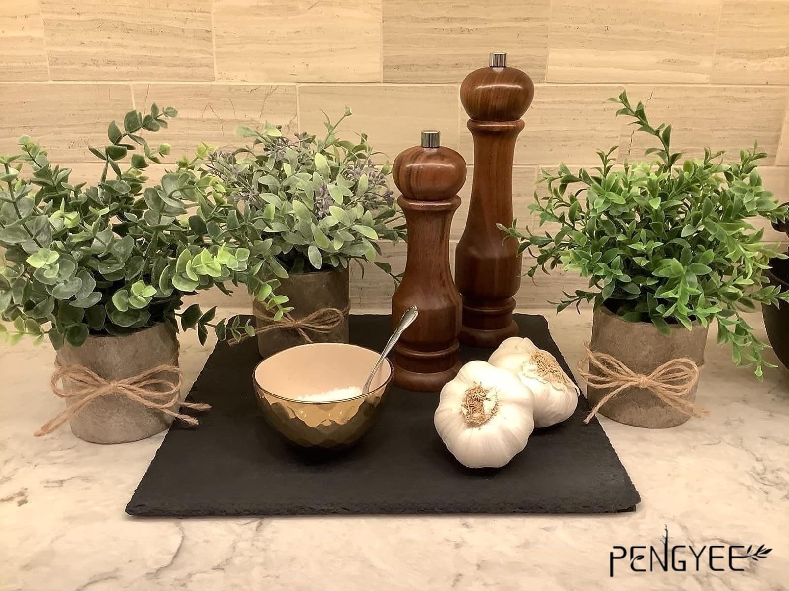 3 Pack Small Fake Plants in Farmhouse Pulp Pot for Home Decor