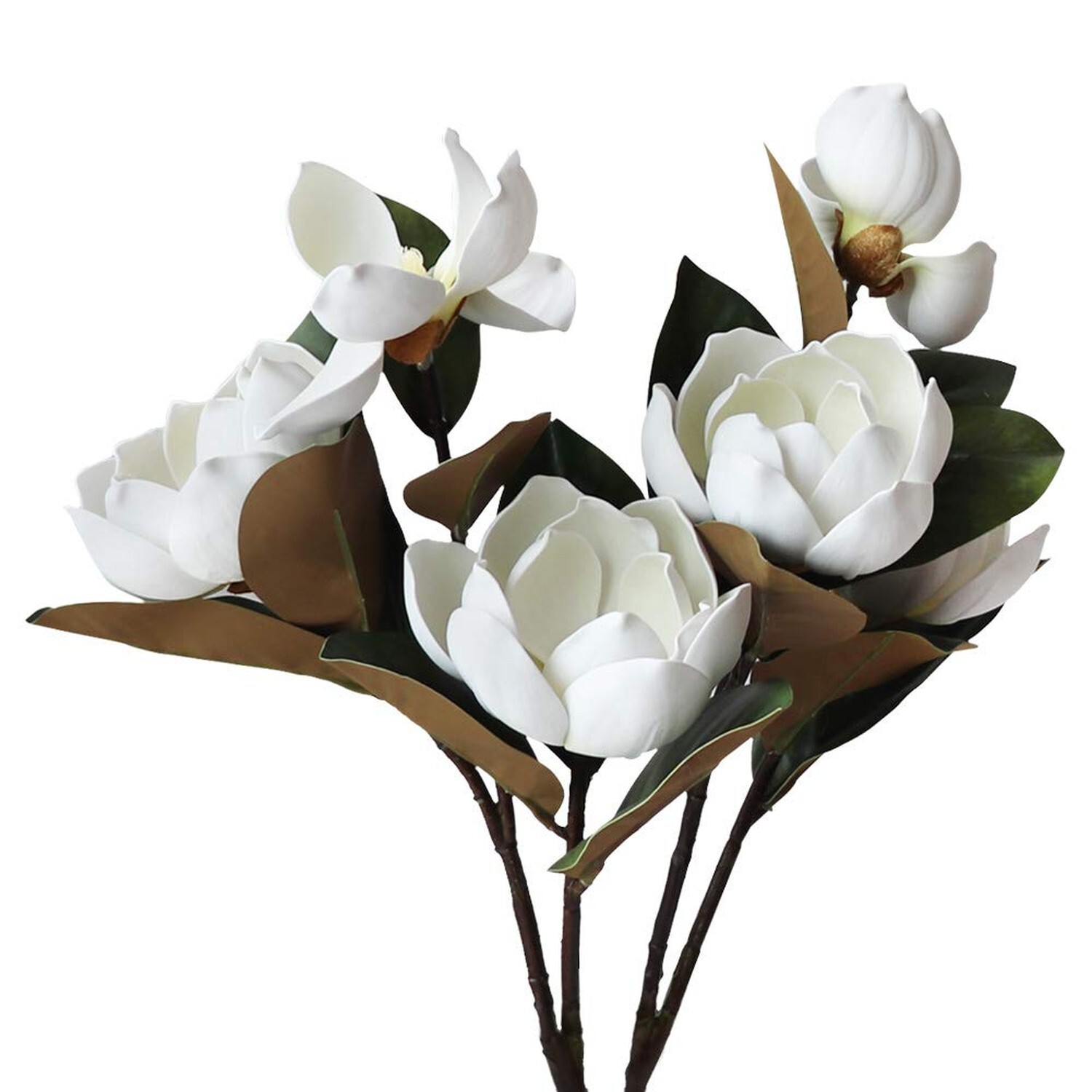 LIUCOGXI Vintage Artificial Magnolia Flower White 6 Heads,Long Stem Magnolia …