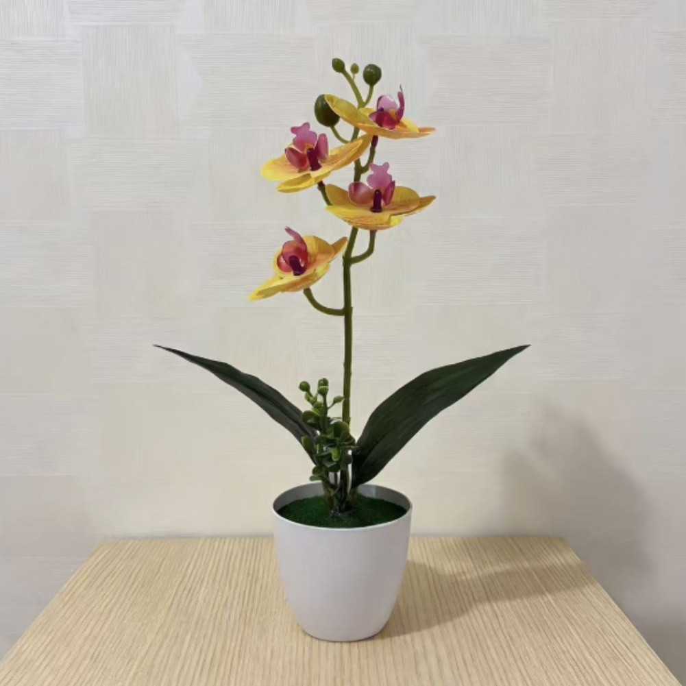 31cm Tall Fake Orchid in Pot for Living Room Bedroom Study Decor Indoor Use