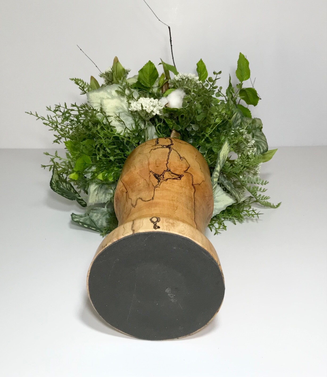EVERYDAY YEAR ROUND FLORAL COTTON STEMS ARRANGEMENT WOOD COLUMN CENTERPIECE NEW