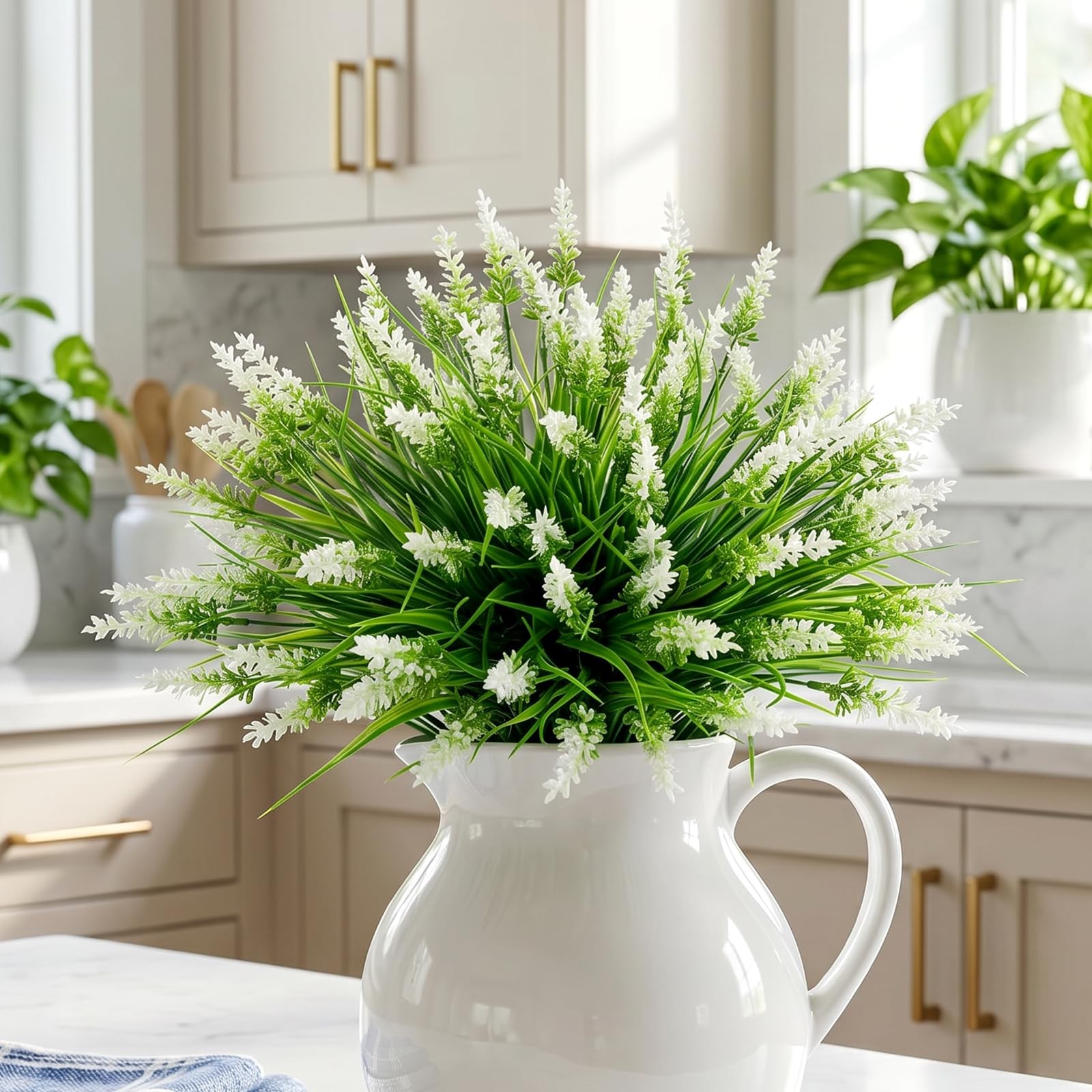 12Pcs Artificial Fake Flowers Monkey Grass for Outdoors, UV Resistant Realist…