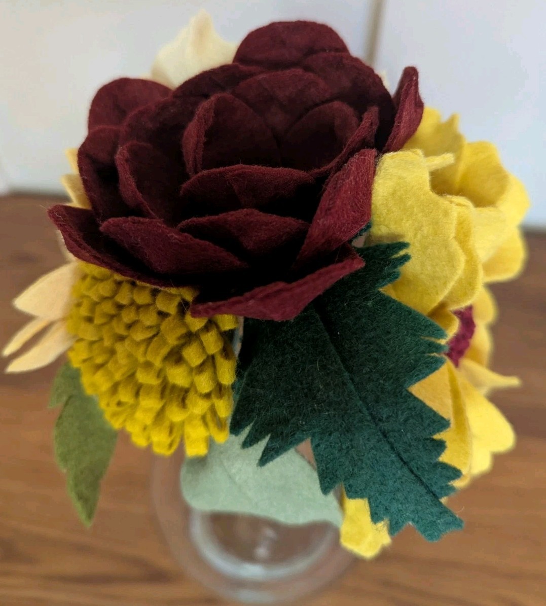 Beautiful Hand Cut Wool Blend Felt Flower Bouquet Gift Wrapped/Great Gift Idea!