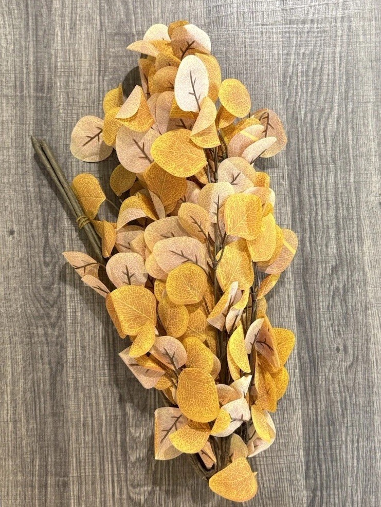 Artificial Yellow Eucalyptus Leaf Branches for Home Decor/Crafting Damaged Box