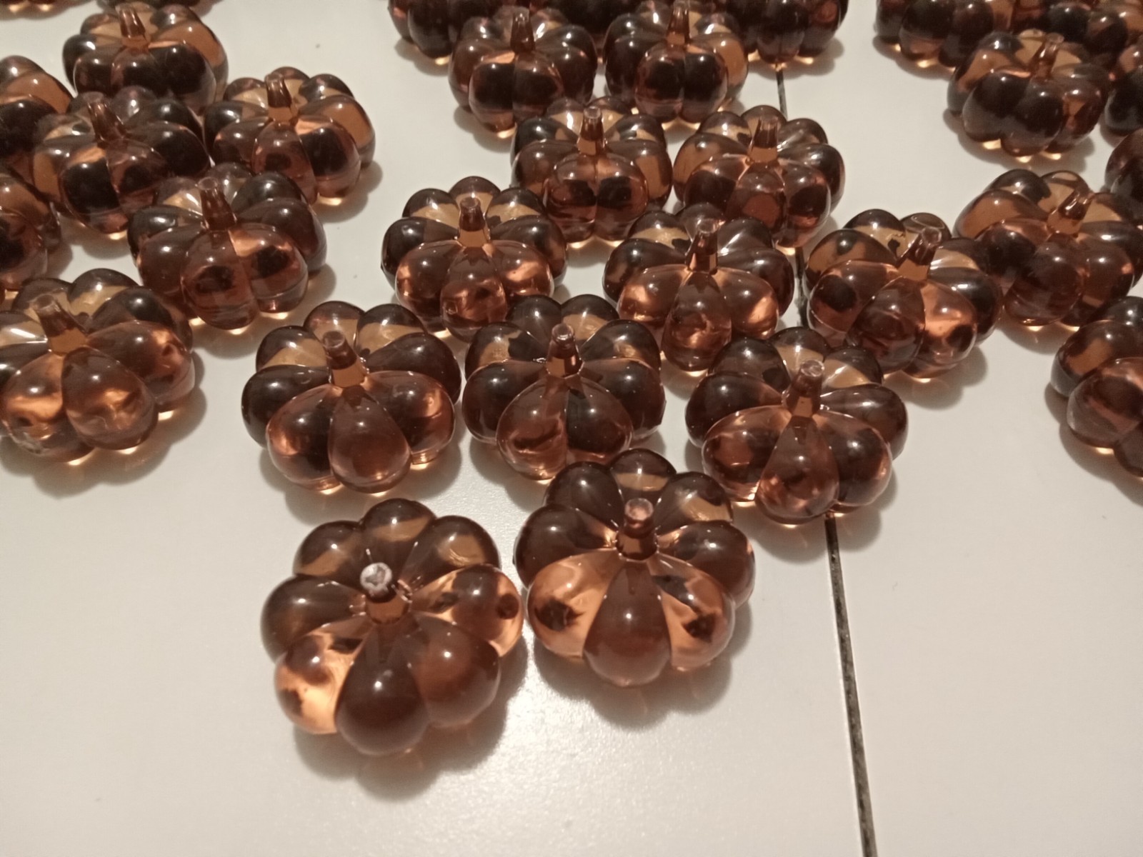 MINI PUMPKINS Orange Faux Glass Acrylic Table Scatter Filler 165 pieces