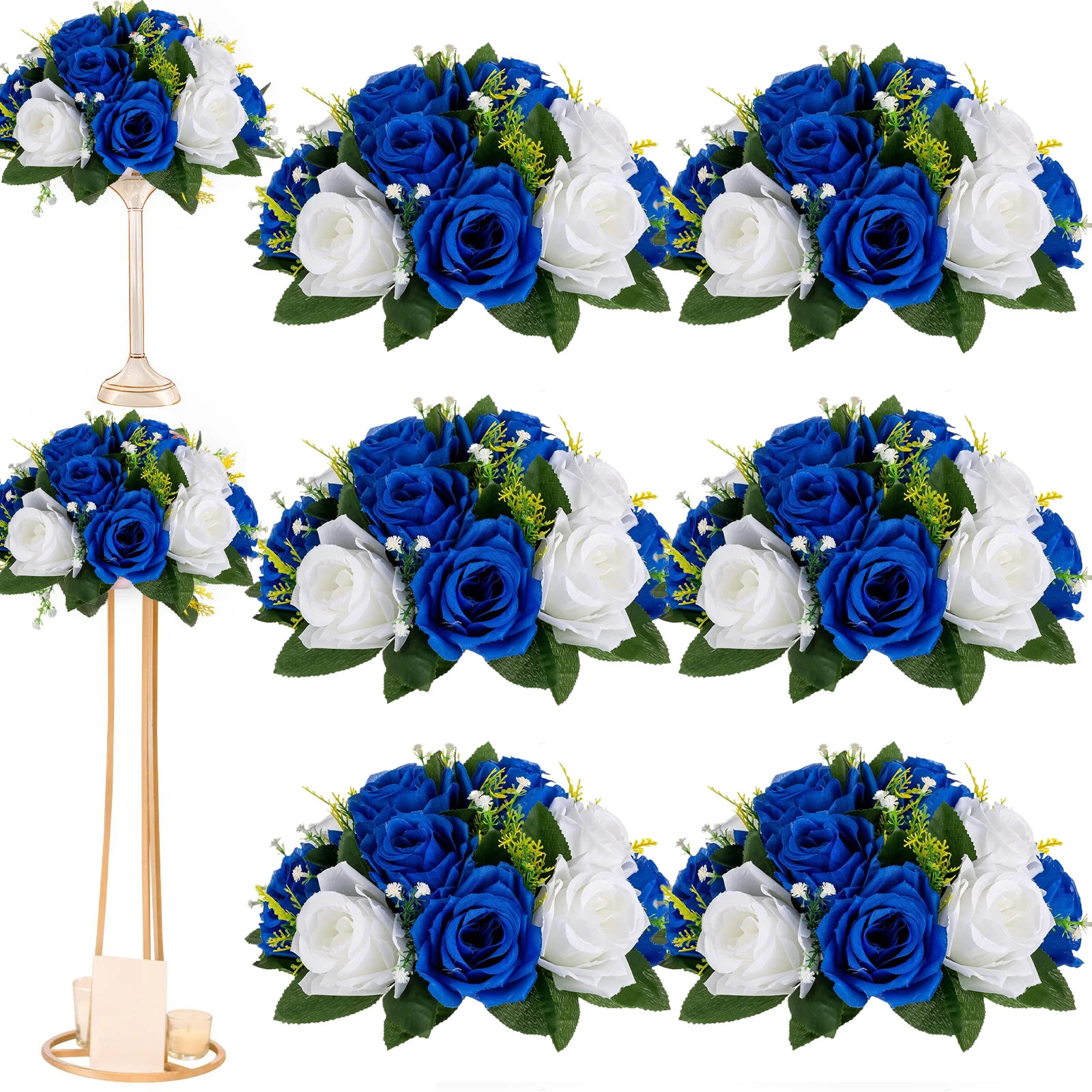 6Pcs Artificial Flowers Ball Centerpiece Table Decorations Rose Ball for Wedddin