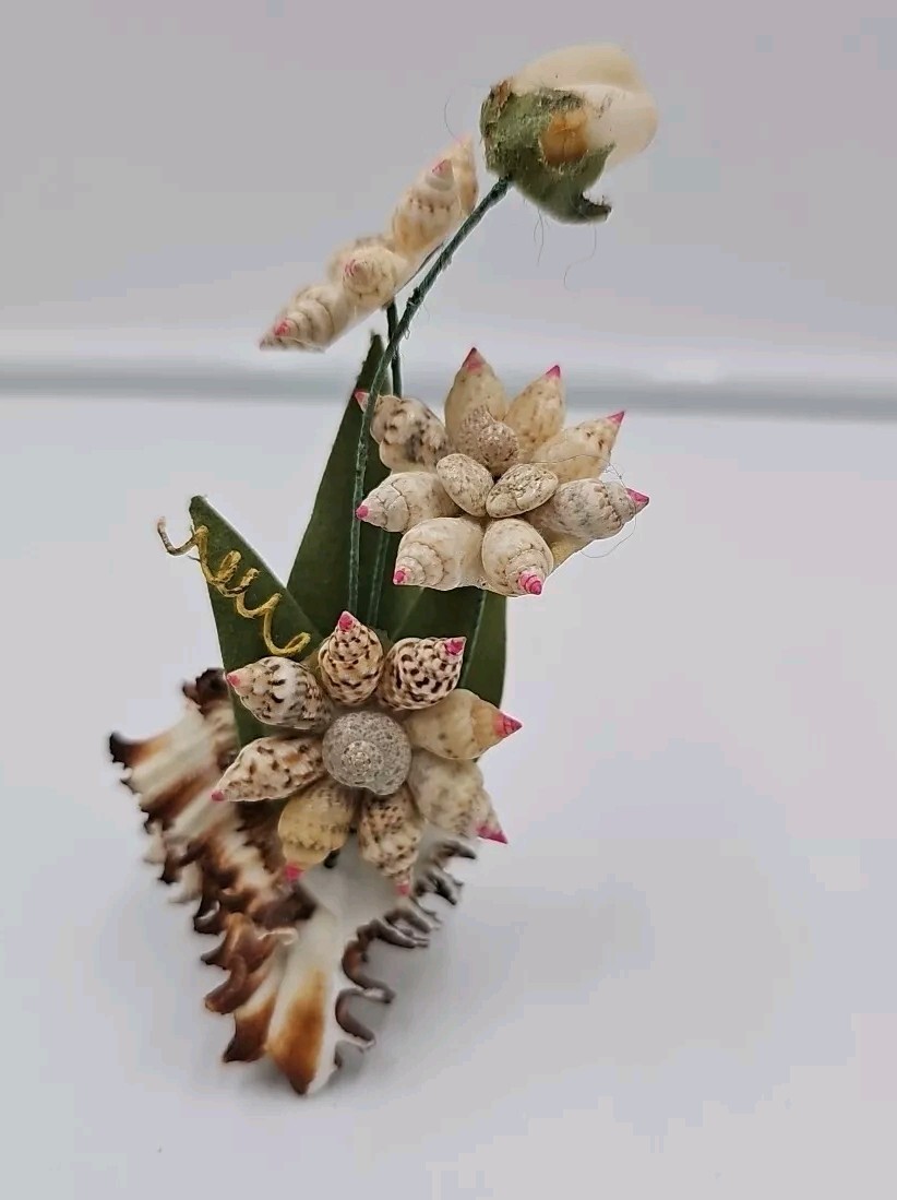 Vintage Sea Shell Bouquet of Flowers Floral Arrangement Kitsch Rare.