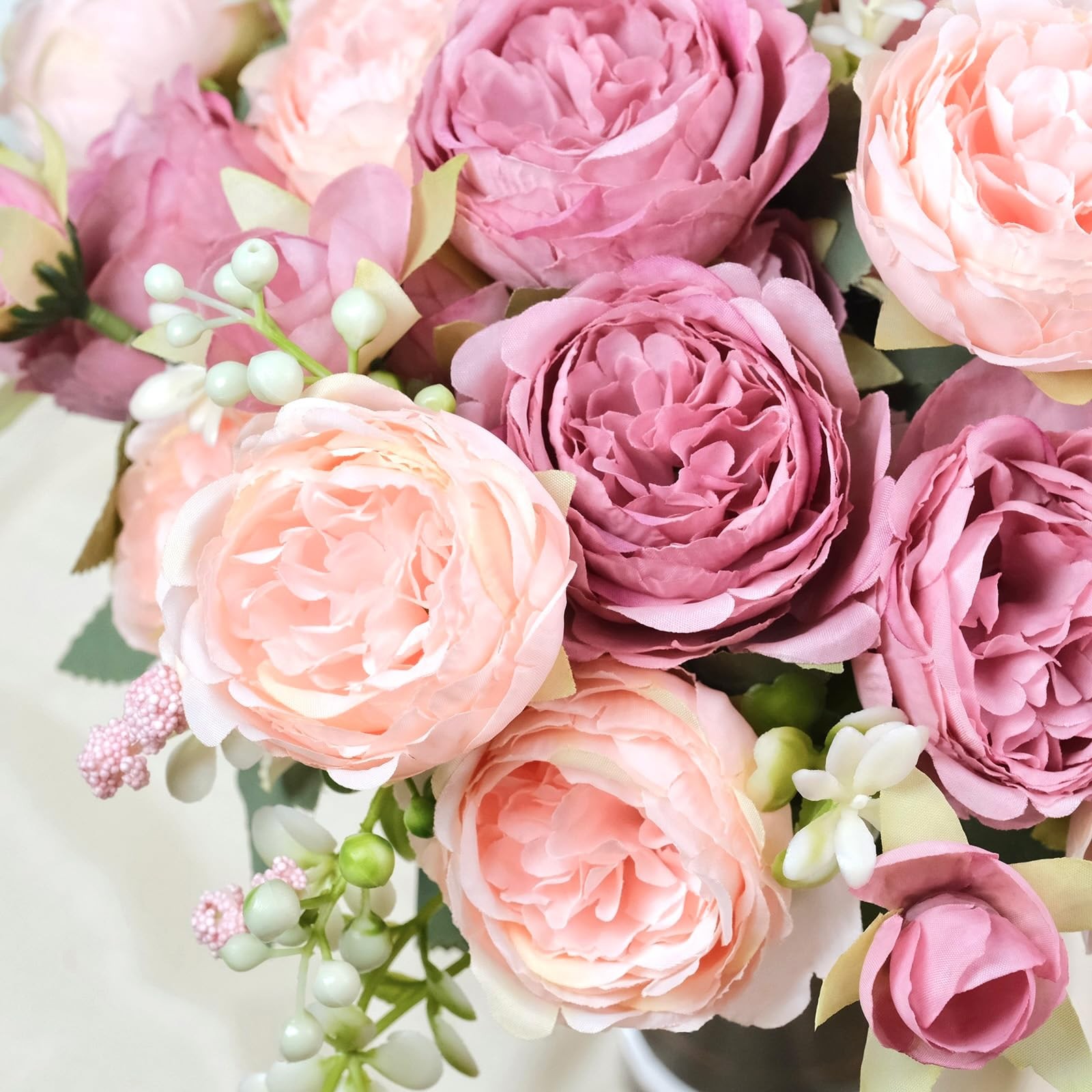 6 PCS Peonies Artificial Flowers Bulk Mixed Pink Silk Fake Bouquet Red Floral