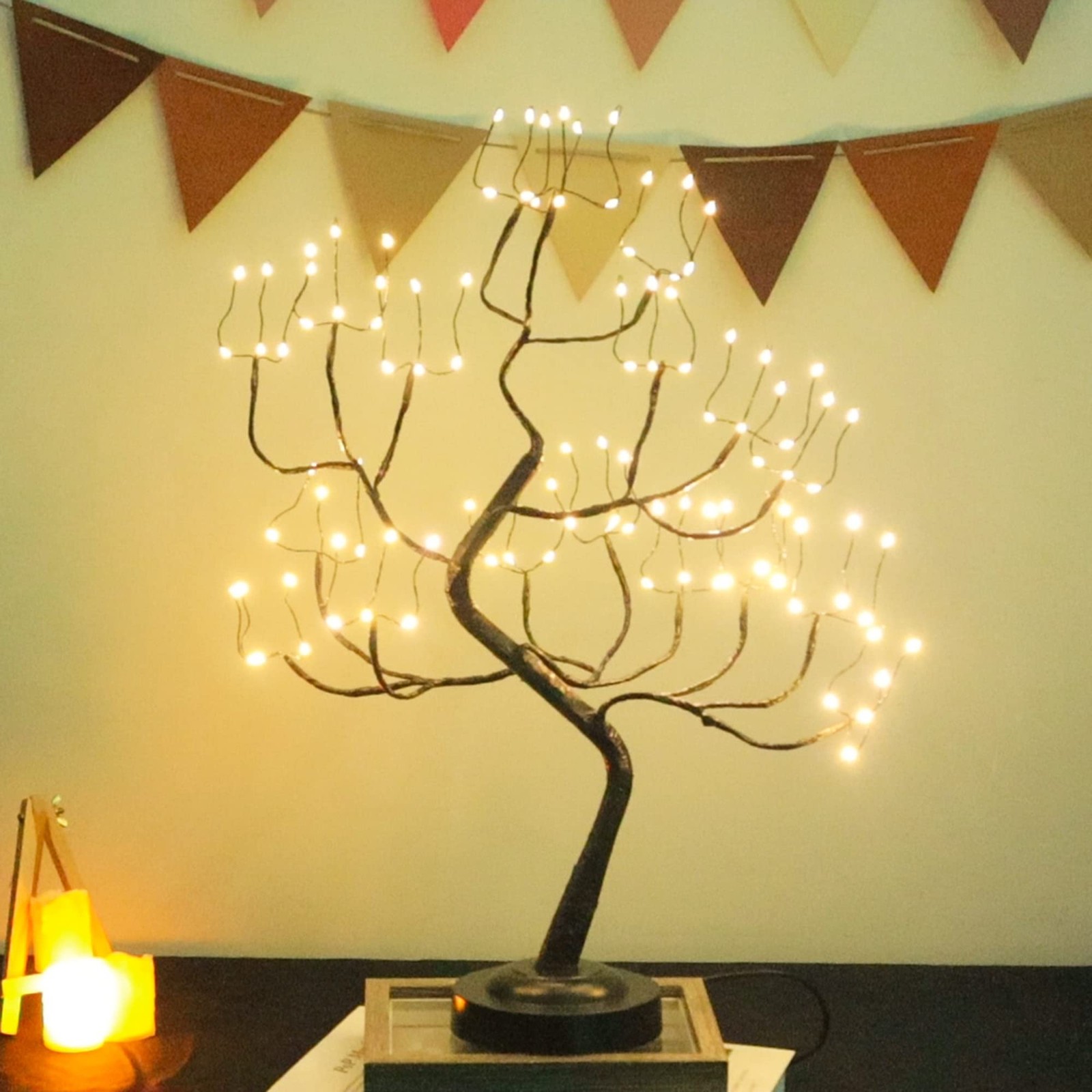 108 LED Tabletop Tree Light, 20 Inch Lighted Artificial Bonsai Twinkle Tree L…