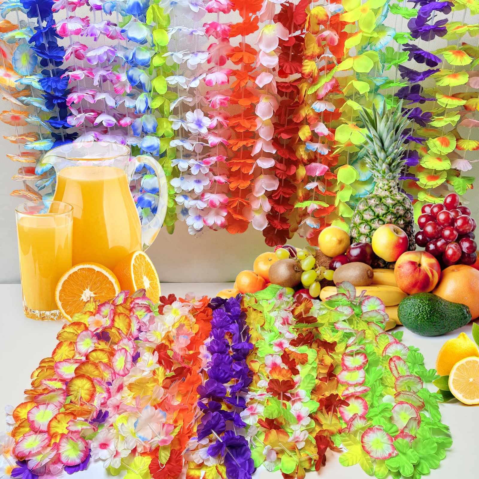Hawaiian Leis 50 PCS Hawaii Flower Leis for Adults and Kids Tropical Luau Par…