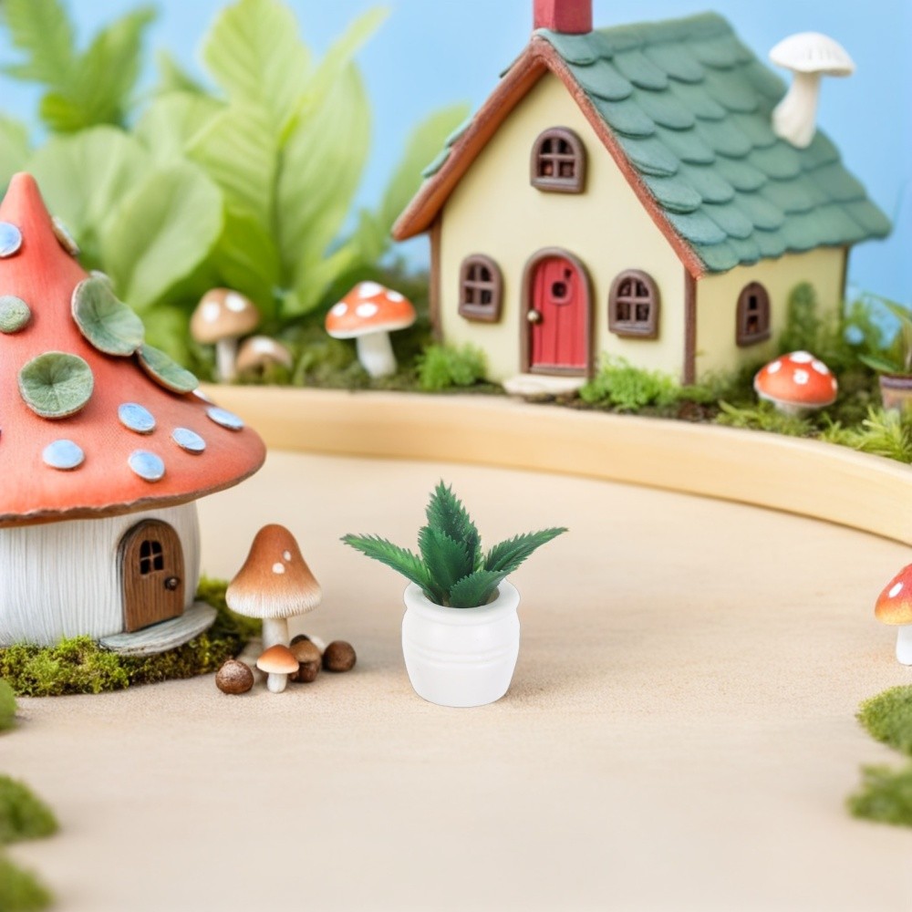 4 Pcs Dollhouse Simulation Potted Plant Mini Fake Plants Miniature Accessories