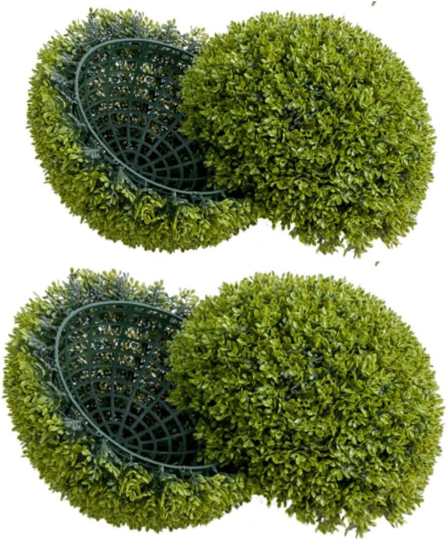 2PCS 42cm Artificial Plant Topiary Balls UV Resistant Faux Boxwood Balls Decor