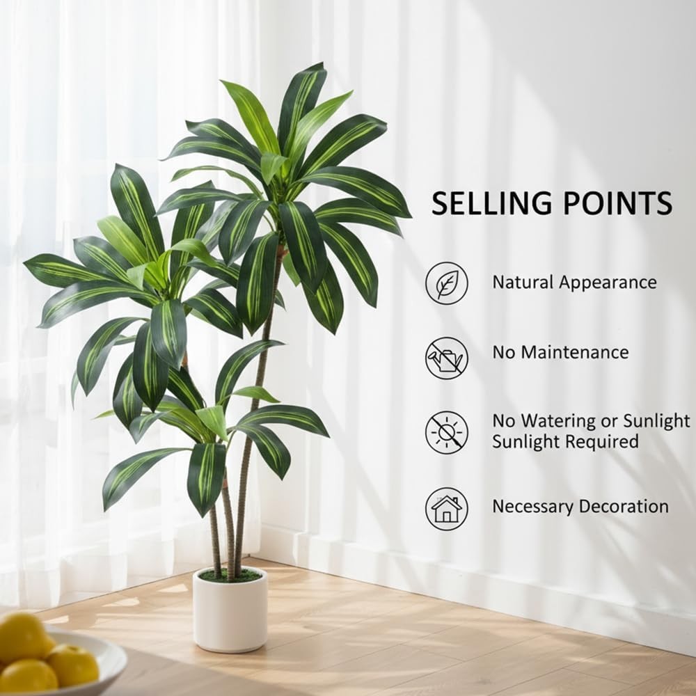 Erimda Artificial Fiddle Leaf Fig Tree 7ft with White Planter Realistic Fiddle