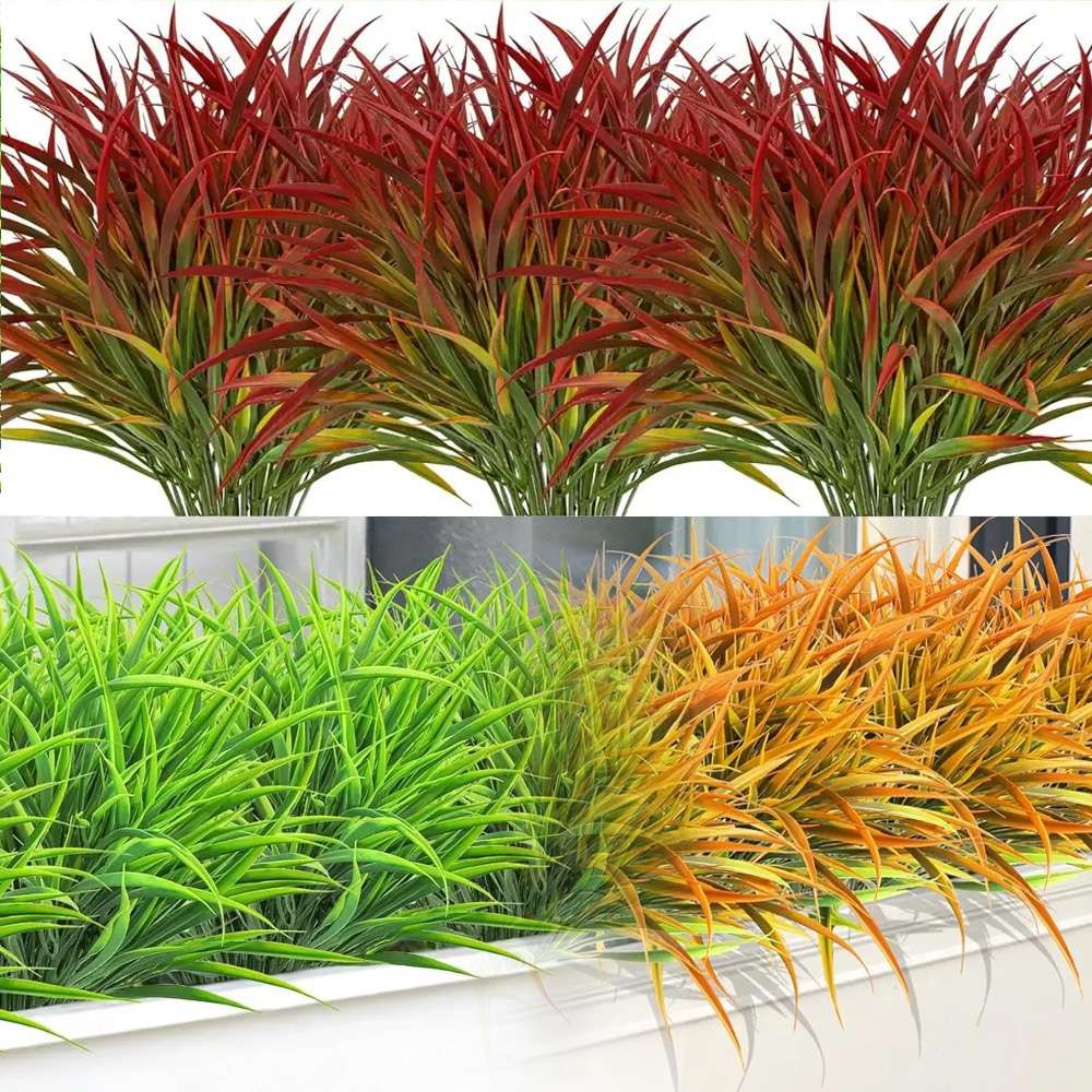 2/4/6/10Pcs Artificial Grasses Uv Resistant Fake Grass Garden Window Decoration