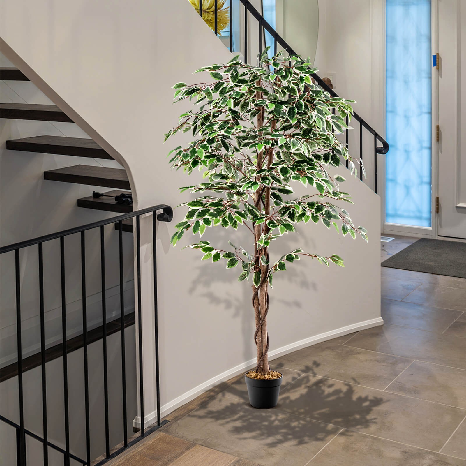 63 inch Artificial Ficus Tree Faux Indoor Plant in Nursery Pot for Decoration